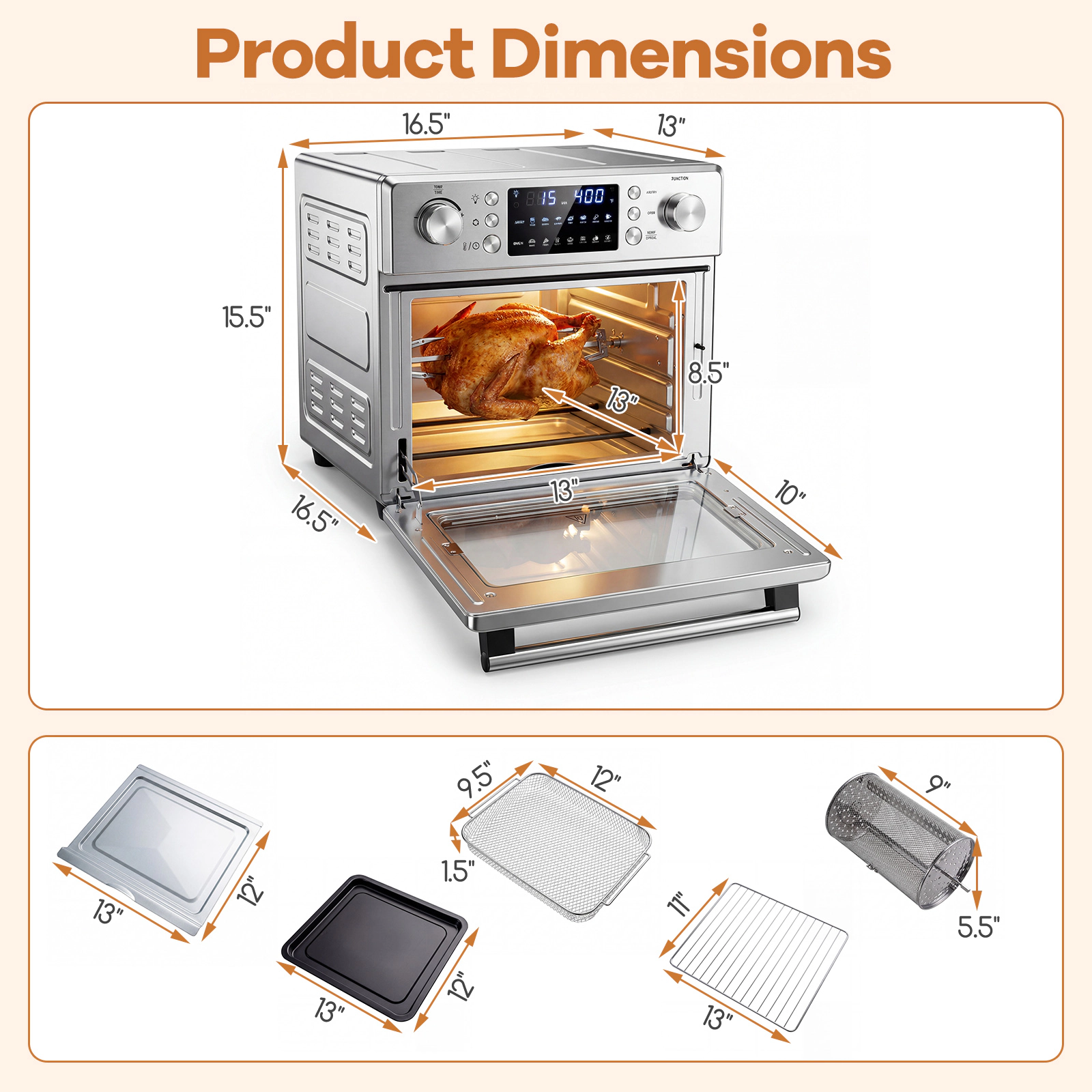 LJG Stainless Steel Countertop Convection Oven with