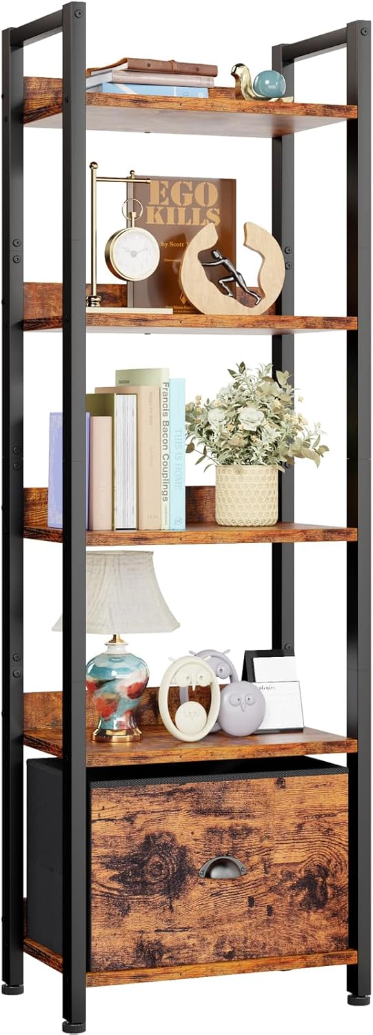 Furologee five-tier living room bookshelf with drawers