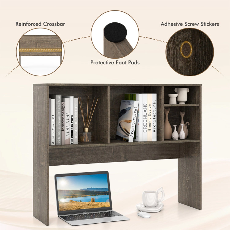 Hivvago Computer Desktop Bookcase with 4 Cubbies and Open Back Compartment