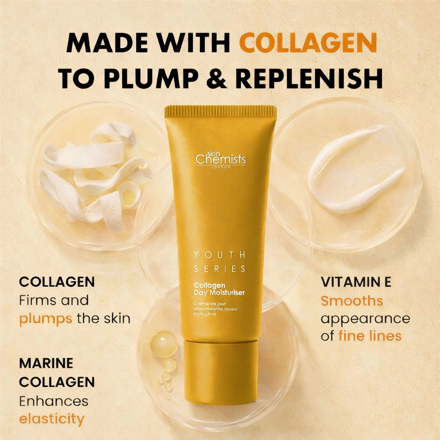 skinChemists Collagen Day Moisturiser 50ml - Anti-Aging, Firming for Loss of Firmness