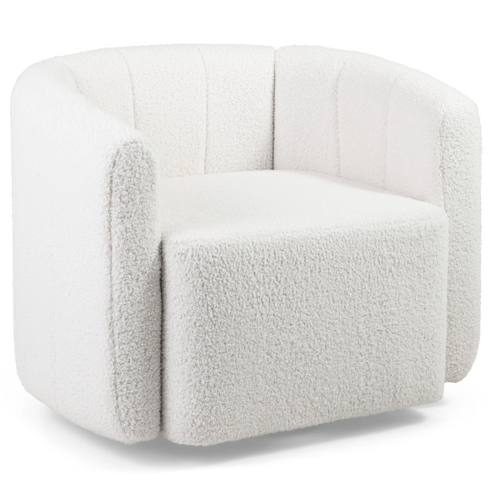 SUGIFT 360-Degree Swivel Curved Back Sherpa Barrel Accent Chair 32.5-in x 27.5-in x 25.5-in 350-lb Capacity White