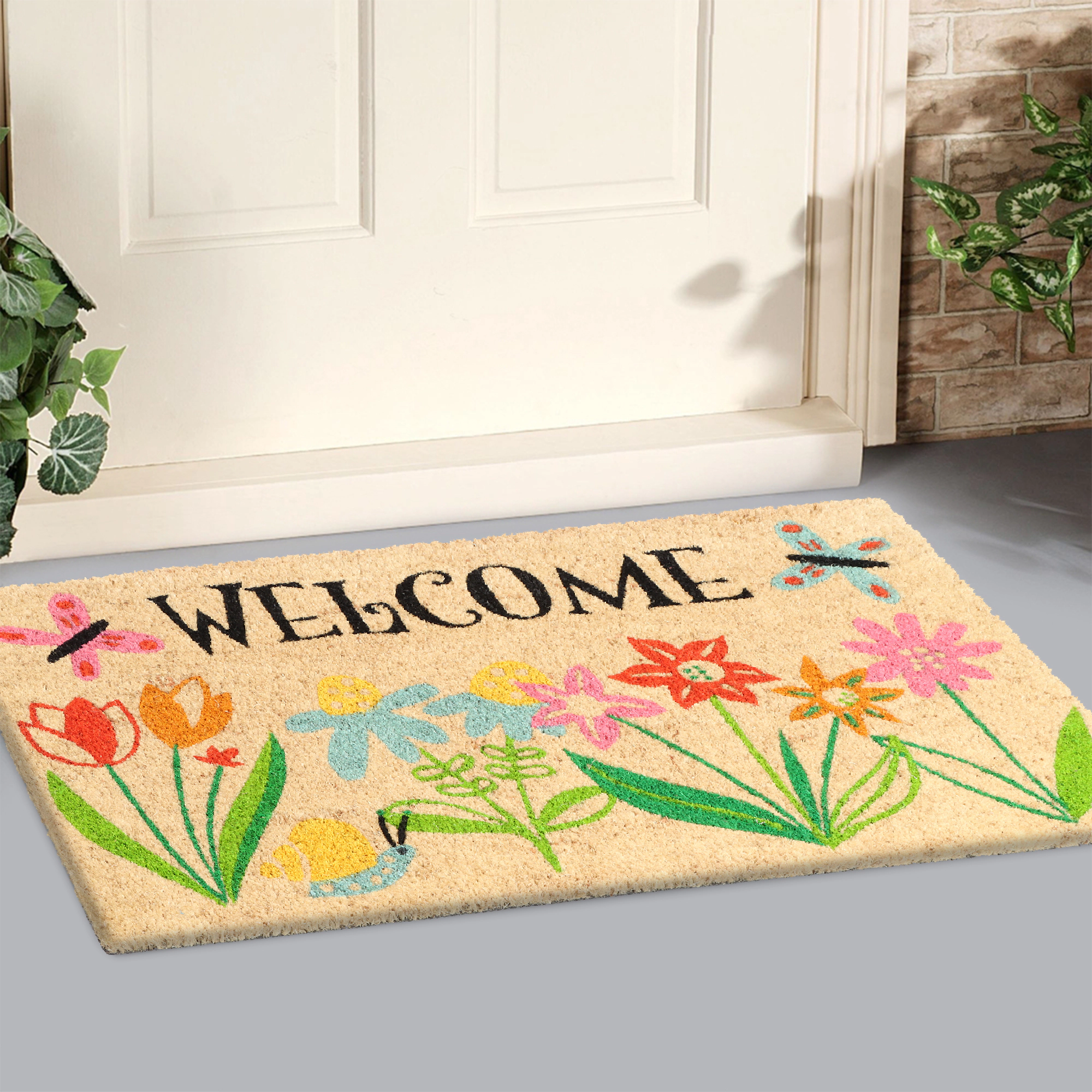A1 Home Collections Natural Coir Coastal Christmas Doormat Heavy Duty Non-Slip PVC Backing Outdoor Mat 18 x 30 In