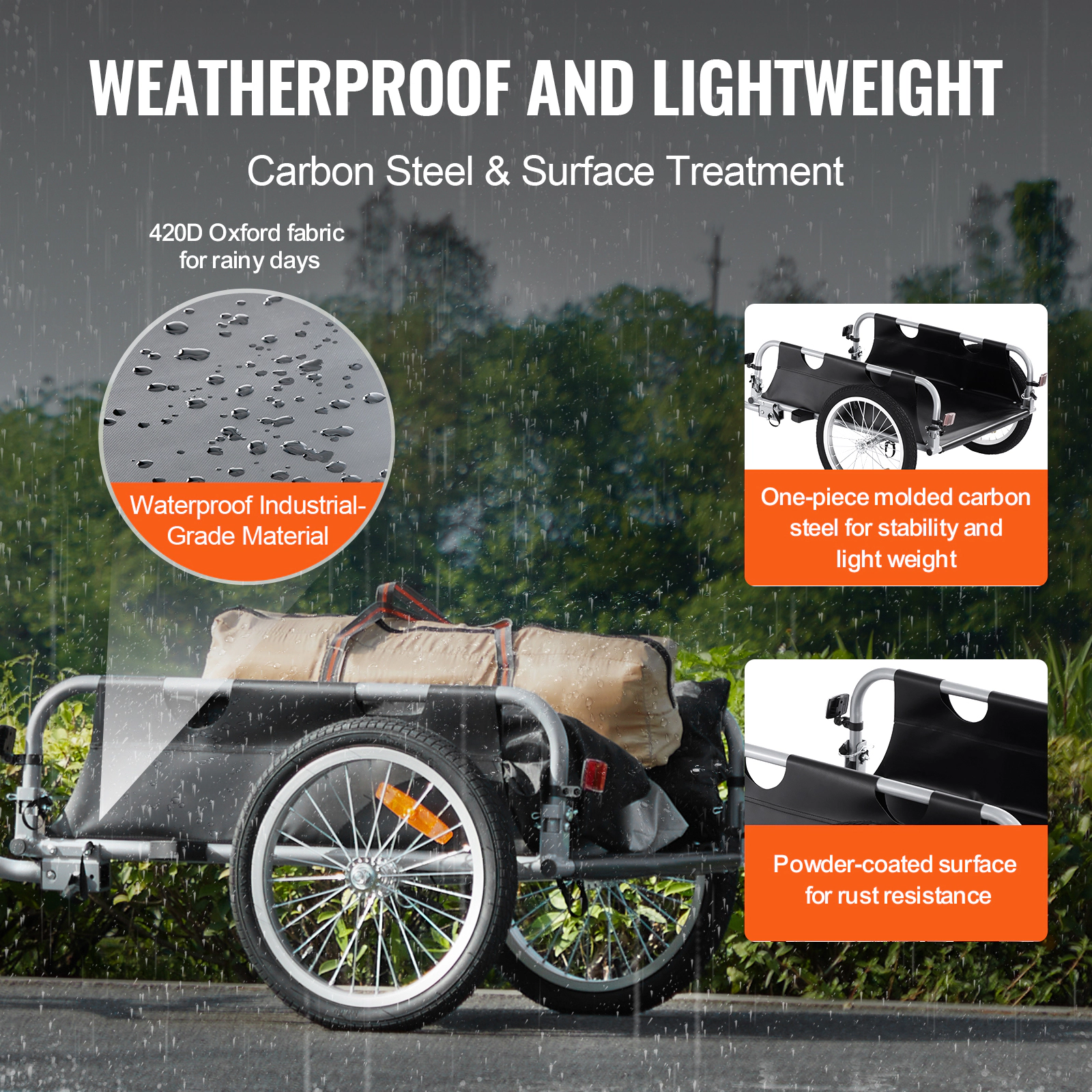 HONGGE Bike Cargo Trailer Capacity Heavy-Duty Bicycle Wagon Cart Foldable Compact Storage with Universal Hitch Bike