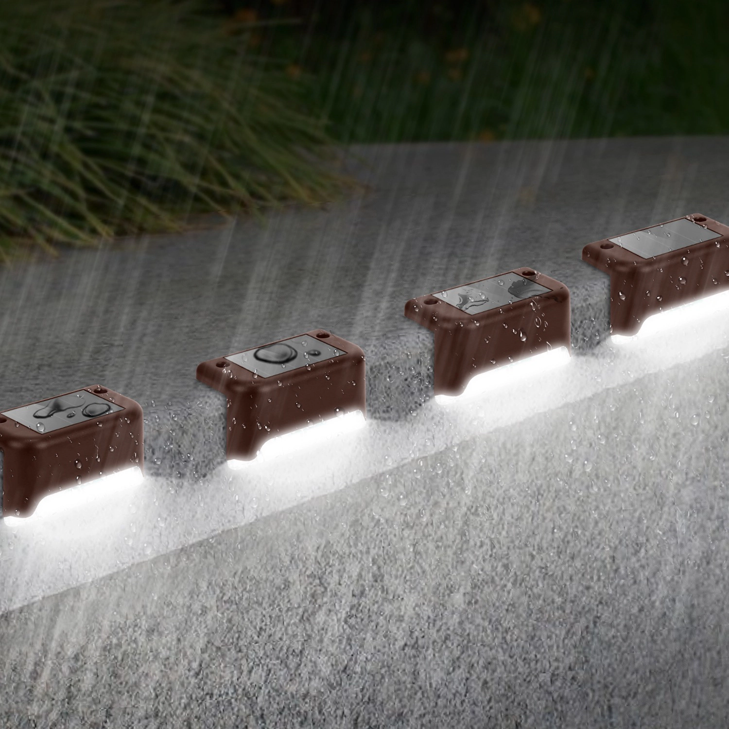 GBruno Solar LED Step Lights 4-Pack Outdoor Waterproof