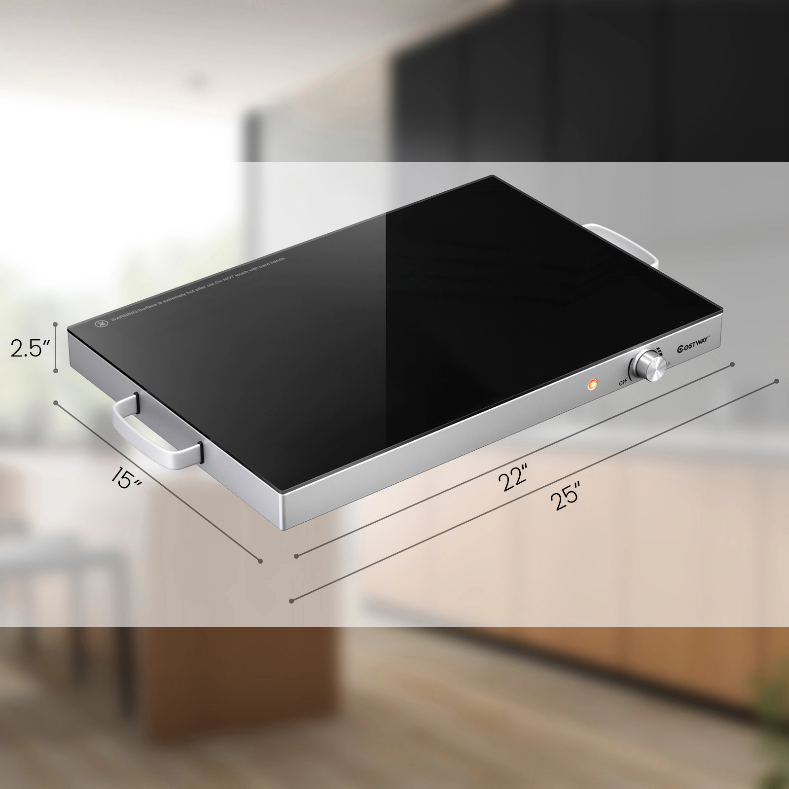 LJG 22 x 14 Inch Electric Warming Tray Hot Plate Dish Warmer with Adjustable Temperature