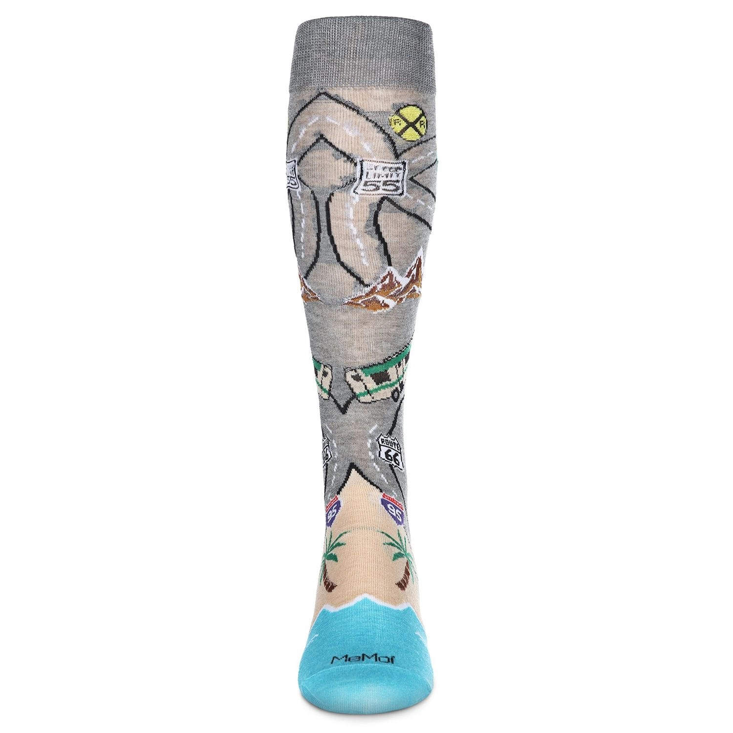 MeMoi Men's Road Trip Fun Rayon From Bamboo Crew Socks