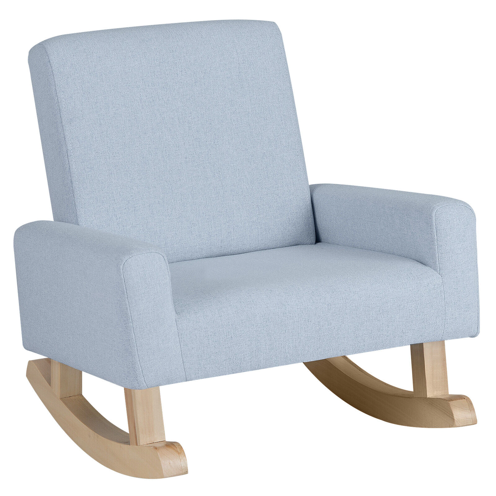 SUGIFT Gentle Rocking Kids Upholstered Chair with Solid Wood Legs 110-lb Capacity Ages 3-5 Blue