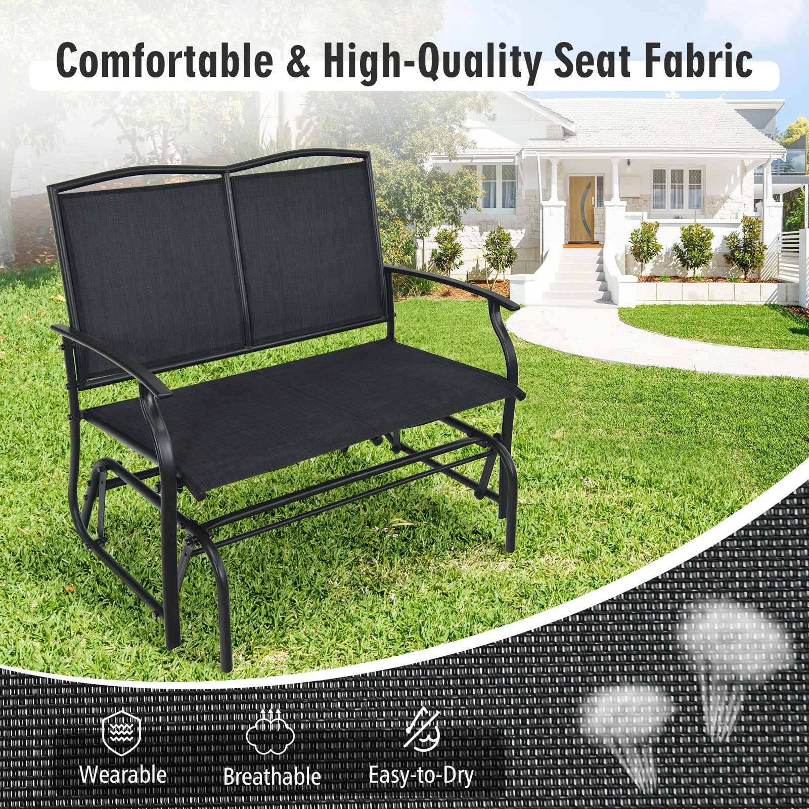 LJG Iron Patio Rocking Chair for Outdoor Backyard and Lawn
