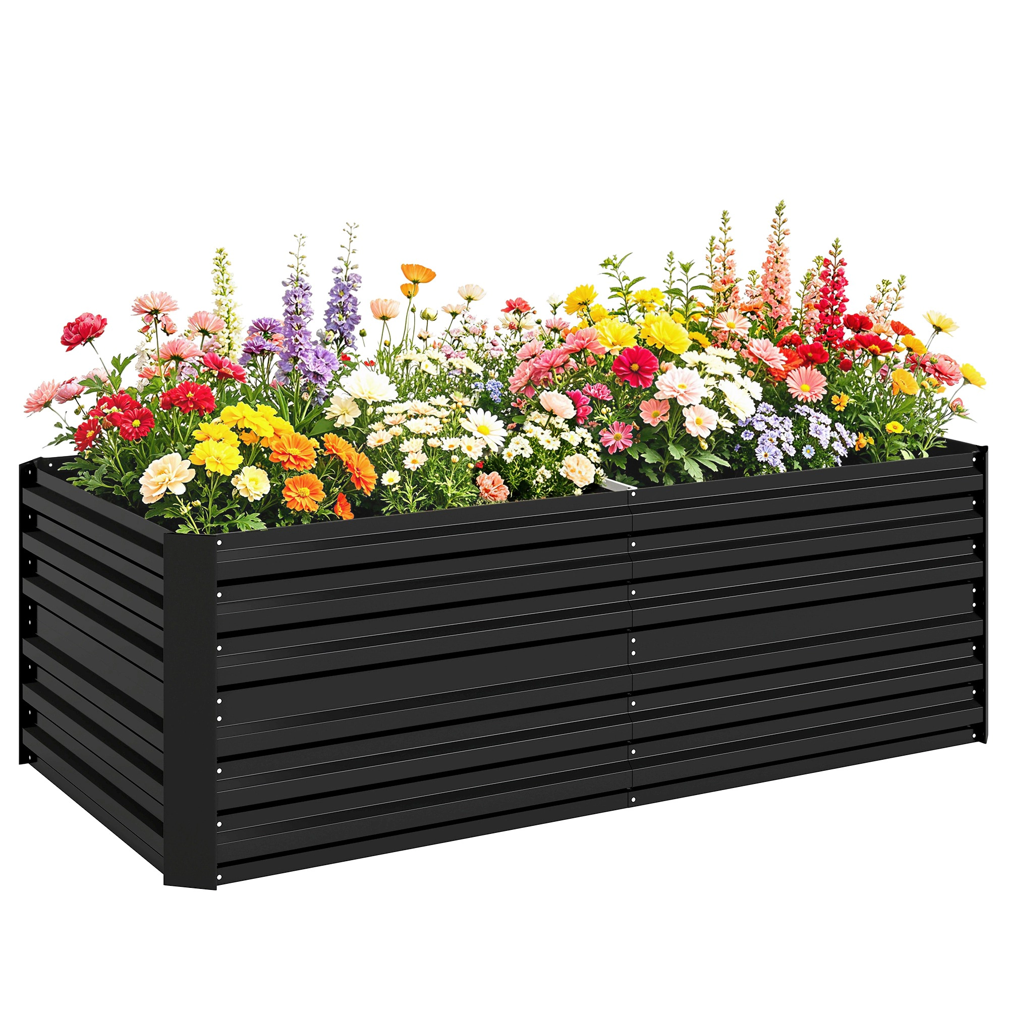 HONGGE Galvanized Raised Garden Bed, Steel Outdoor Planters with Reinforced Rods, 71" x 36" 23"