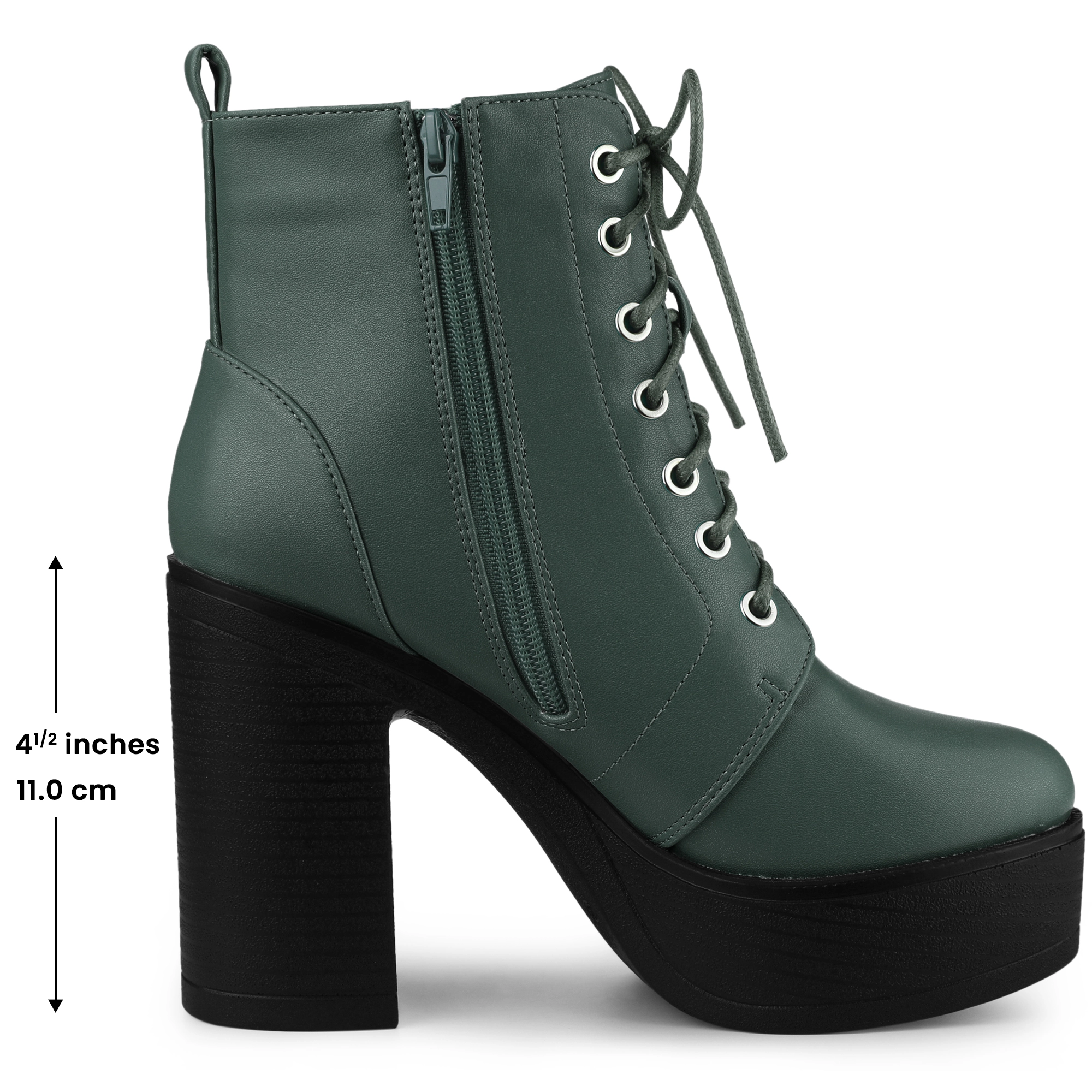 BLISSFUL STEP Women's Platform Chunky High Heel Lace Up Combat Boots