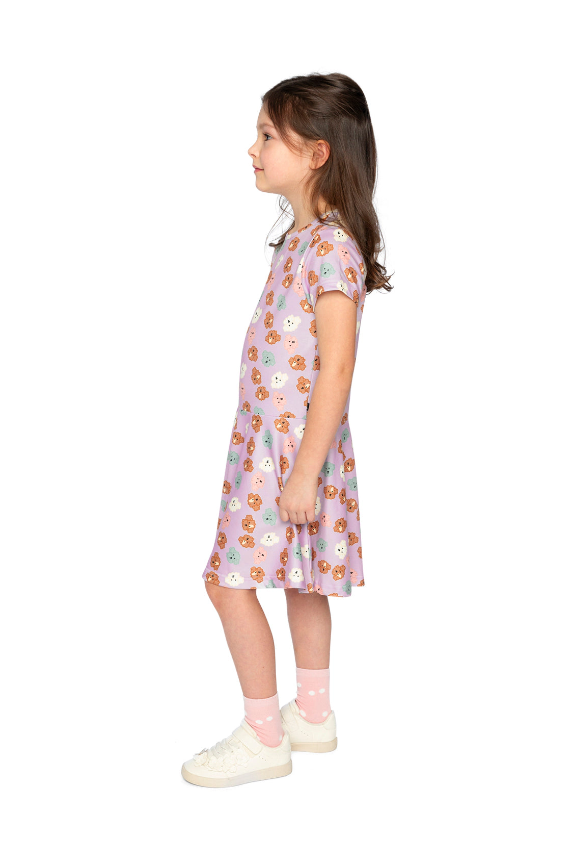 Deux par Girls Poodle Print Drop-Waist Short Sleeve Jersey Dress