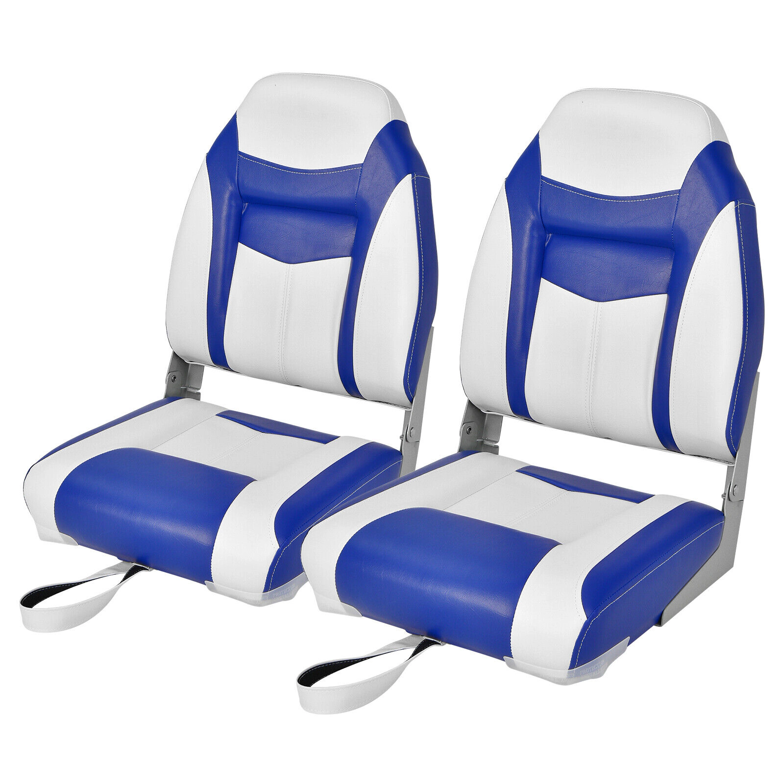 SUGIFT Set of 2 High-Back Folding Boat Seats, 250-lb Capacity, Waterproof PVC, Aluminum Hinges