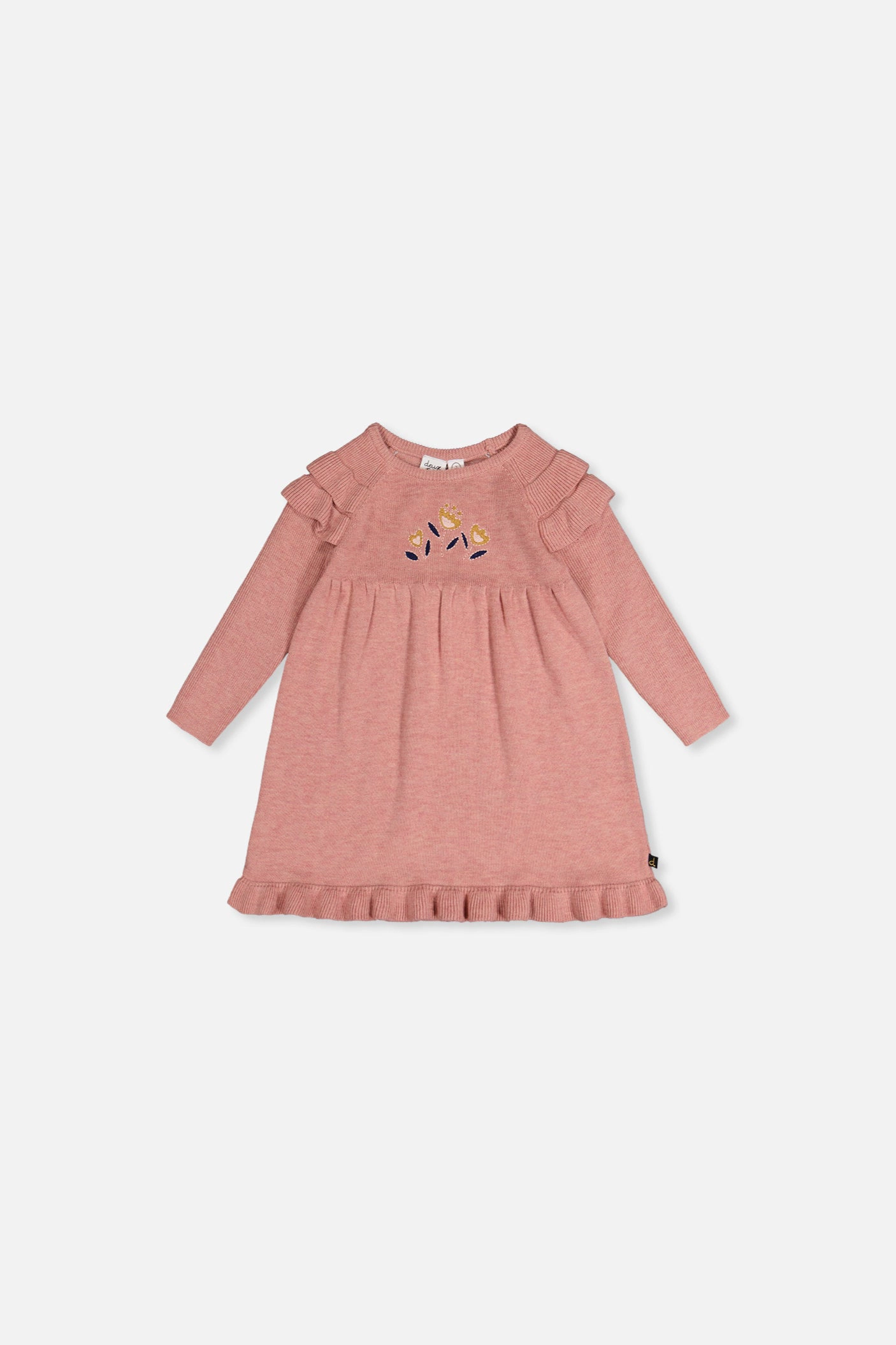 Deux par Girls Ruffled Floral Detail Knitted Dress