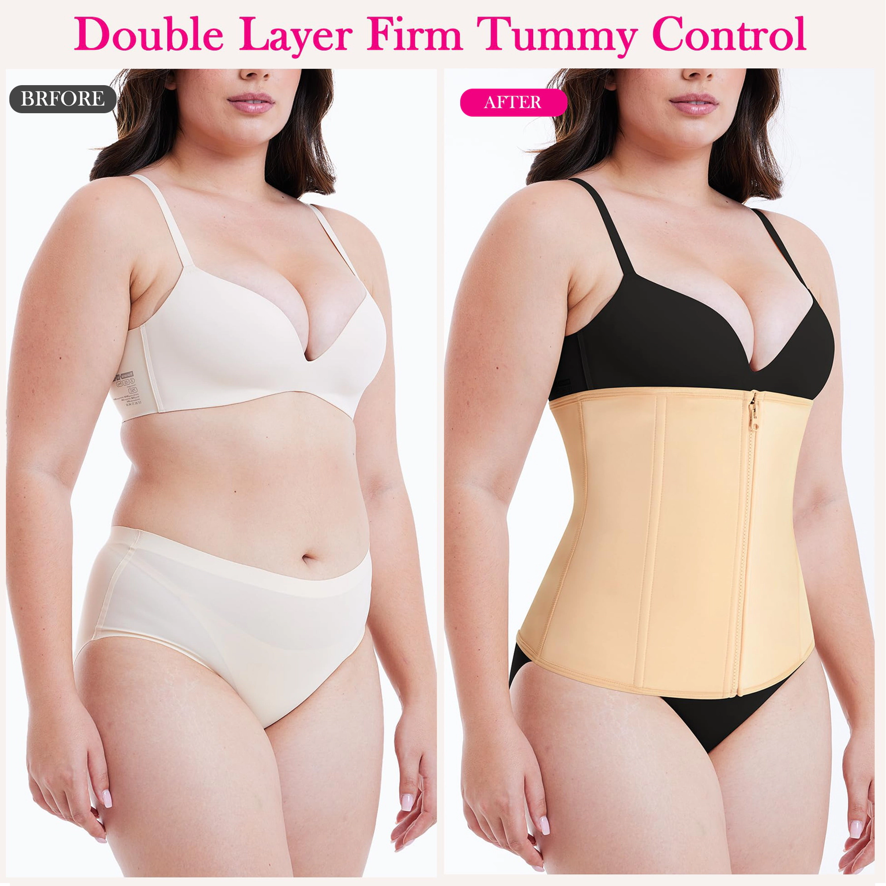 Nebility Women Zipper Tummy Control Waist Trainer Corset