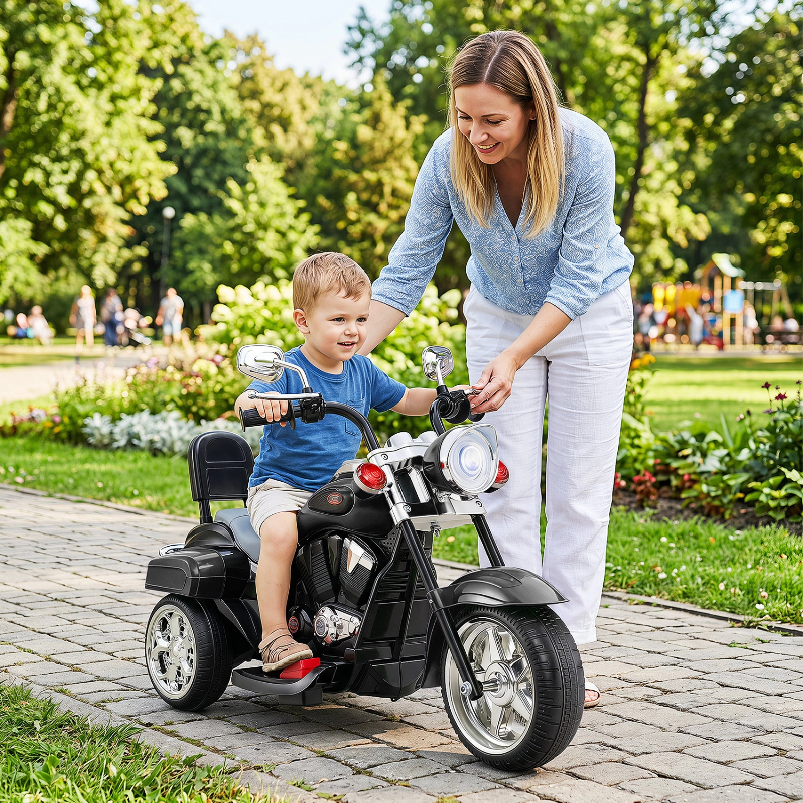 SUGIFT 6V Powered Toddler 3-Wheel Motorbike Ride On Toy with Horn and Headlight 66-lb Capacity Ages 3+ Black