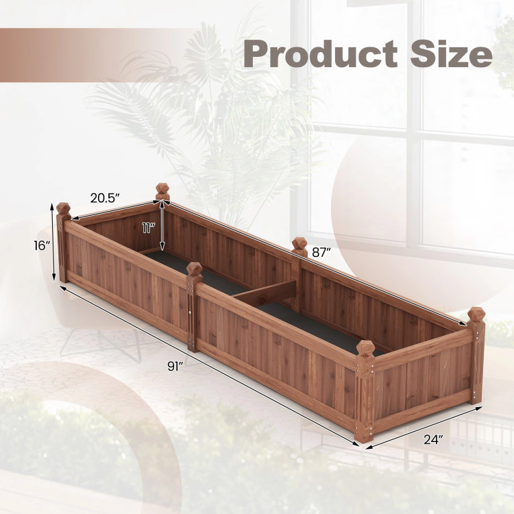 Hivvago Divisible Planter Box with Corner Drainage and Non-woven Liner for Growing Vegetables