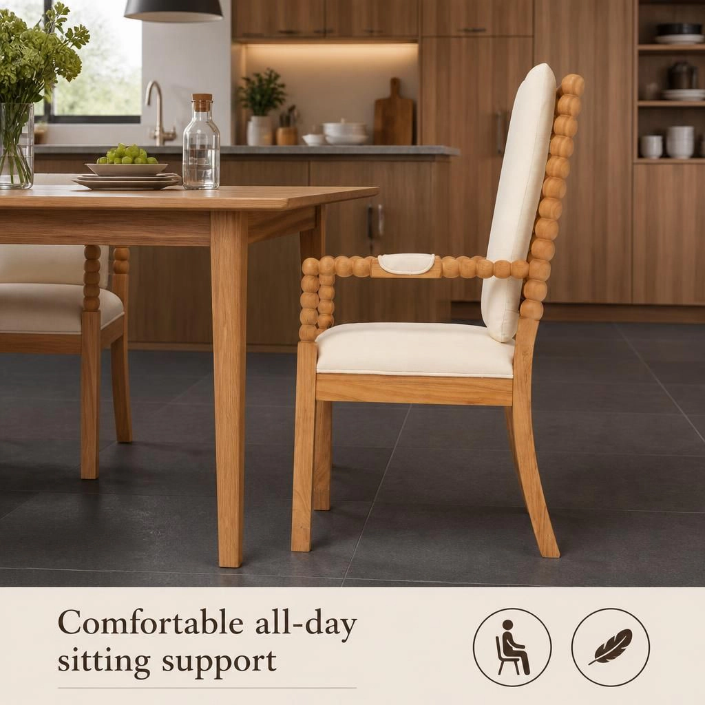 GOODSILO Solid Rubber Wood Dining Seating Chair