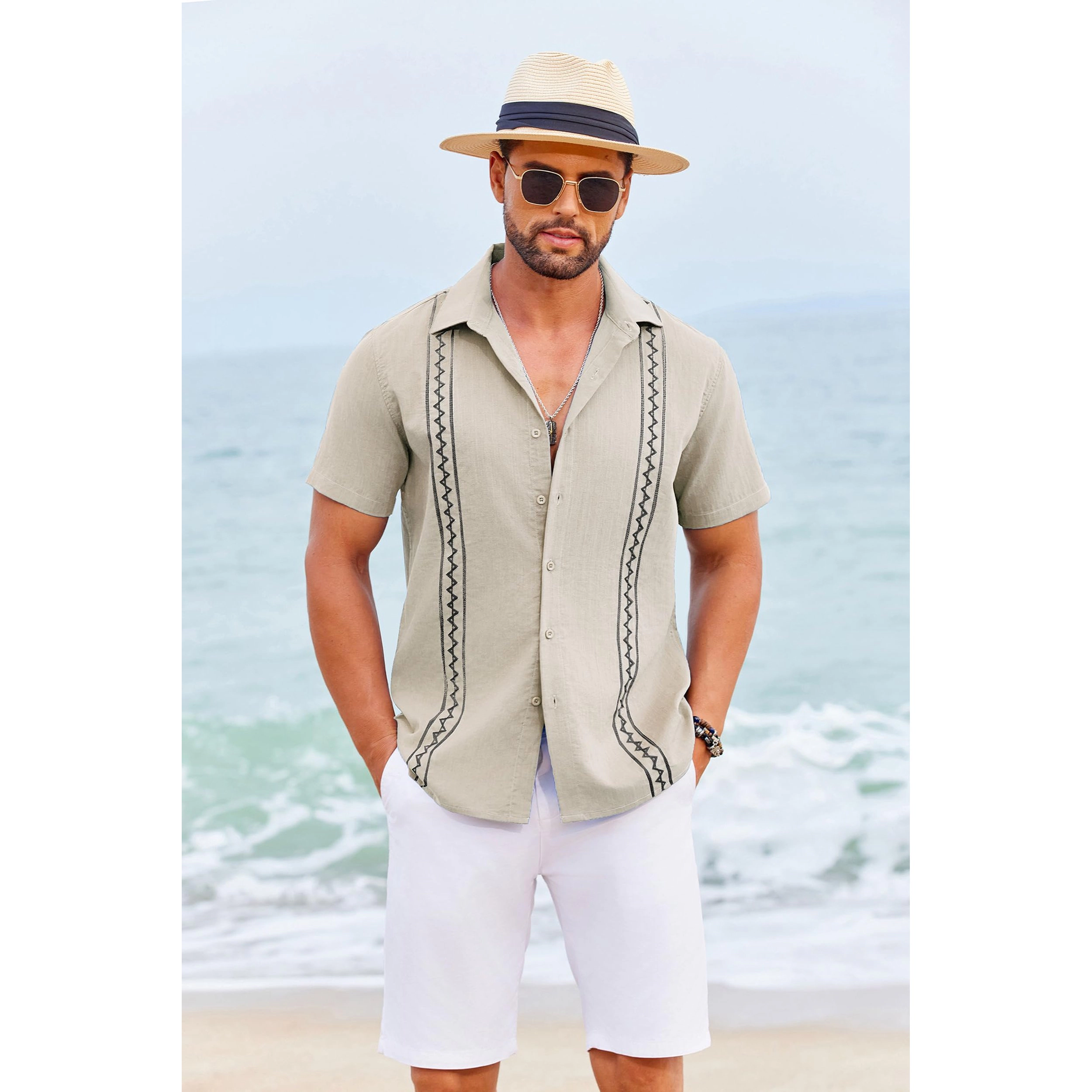 COOFANDY Men's Regular Fit Short Sleeve Camp Shirt