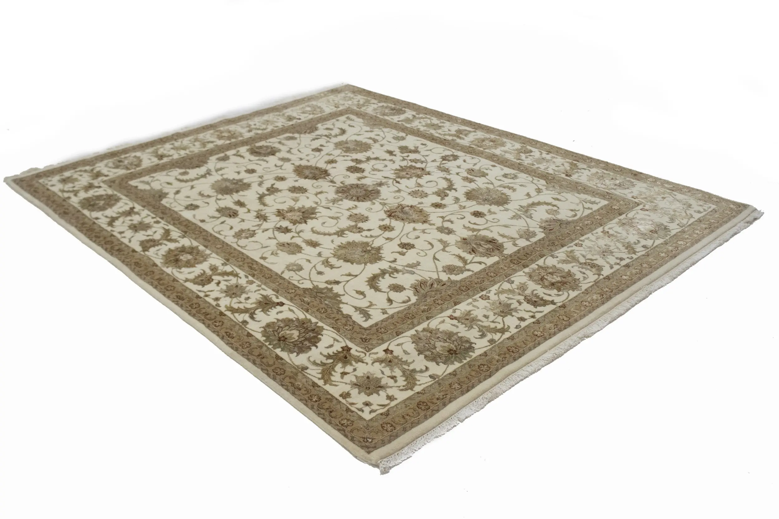 Magic Rugs Beige Floral 6X7 Indo-Tabriz Oriental Rug