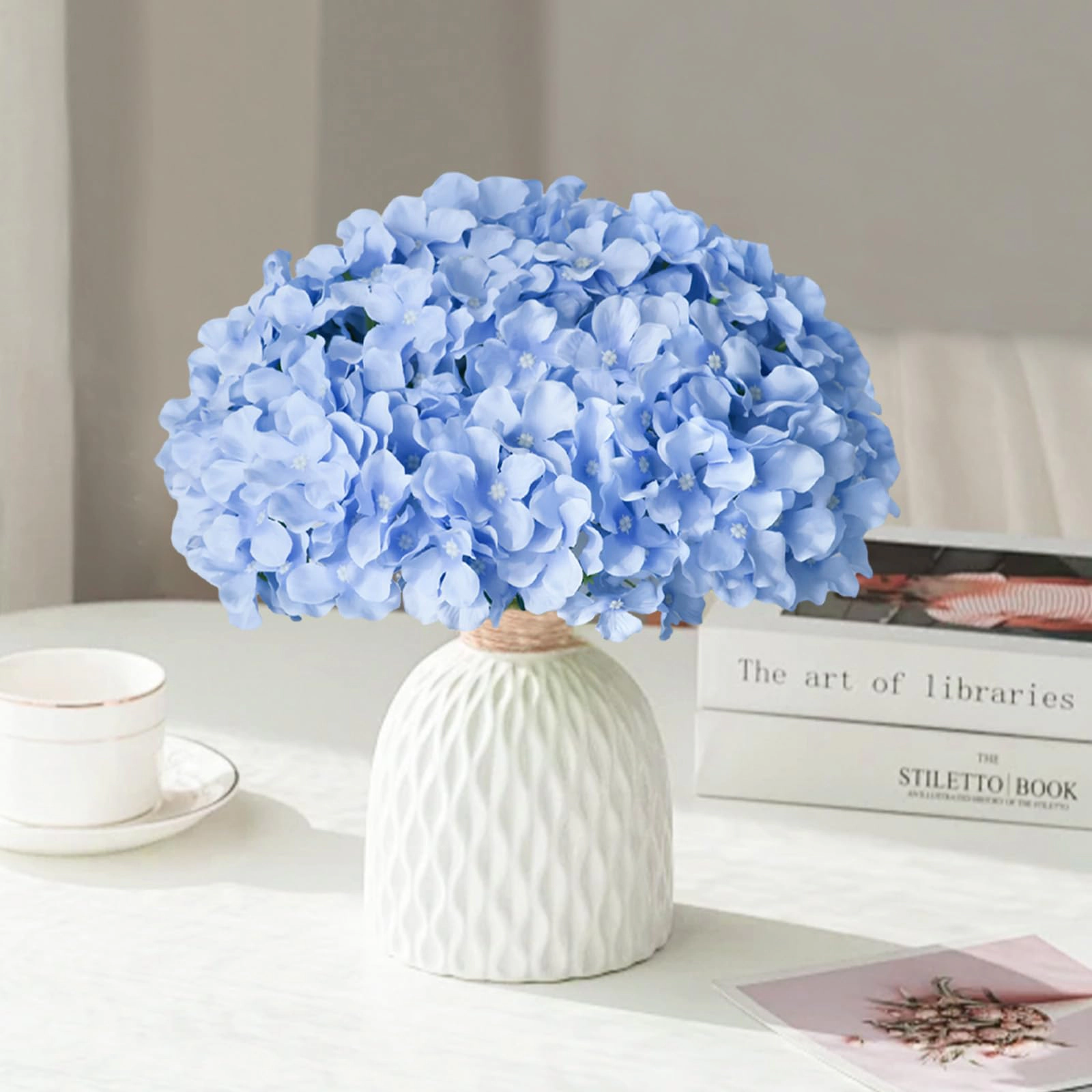 PUPWE Artificial Hydrangea Flowers Bulk Stems