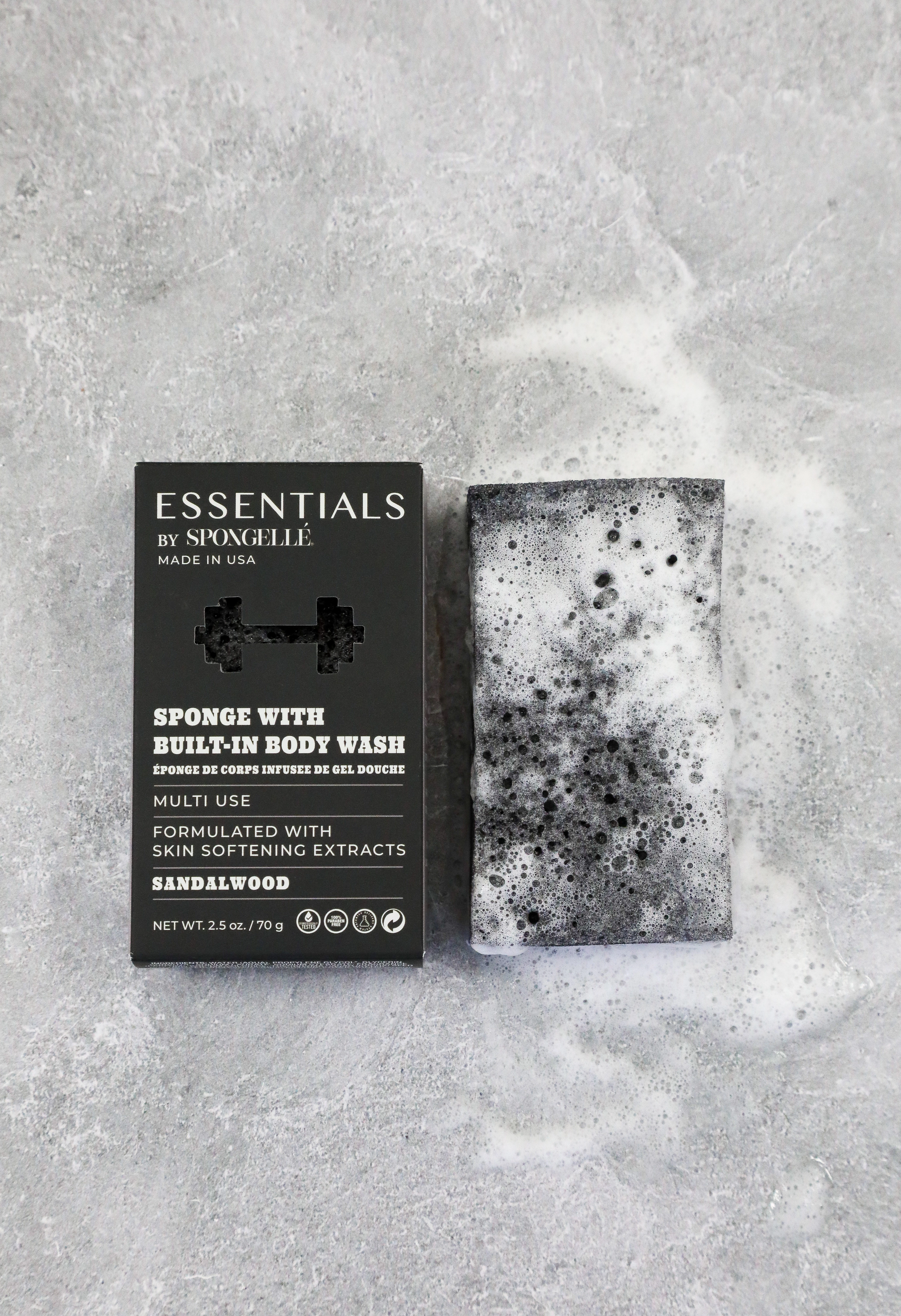 ESSENTIALS BY SPONGELLE - MENS BODY BUFFER - SANDALWOOD