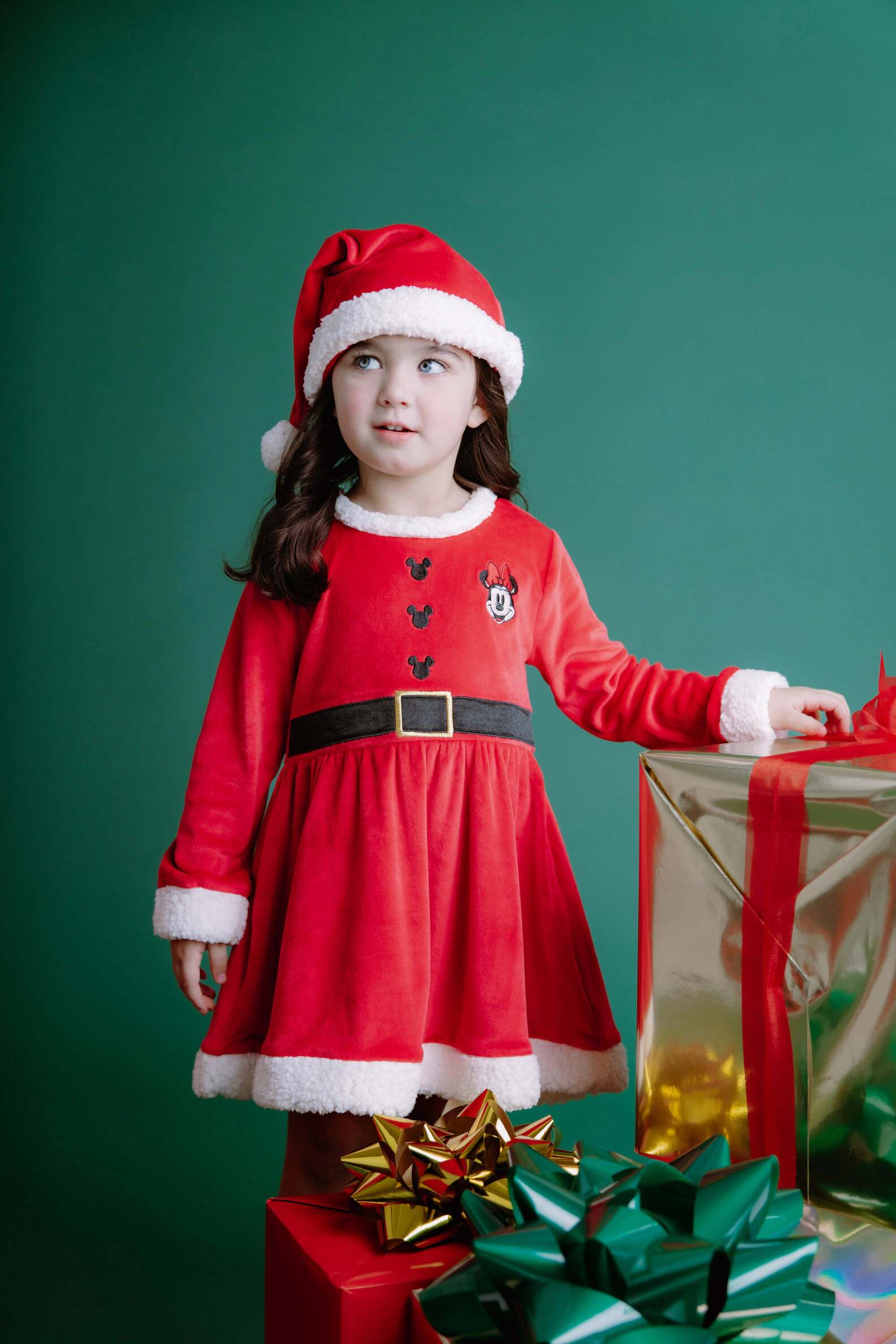 Disney Minnie Mouse Girls' Holiday Velour Dress and Hat Set