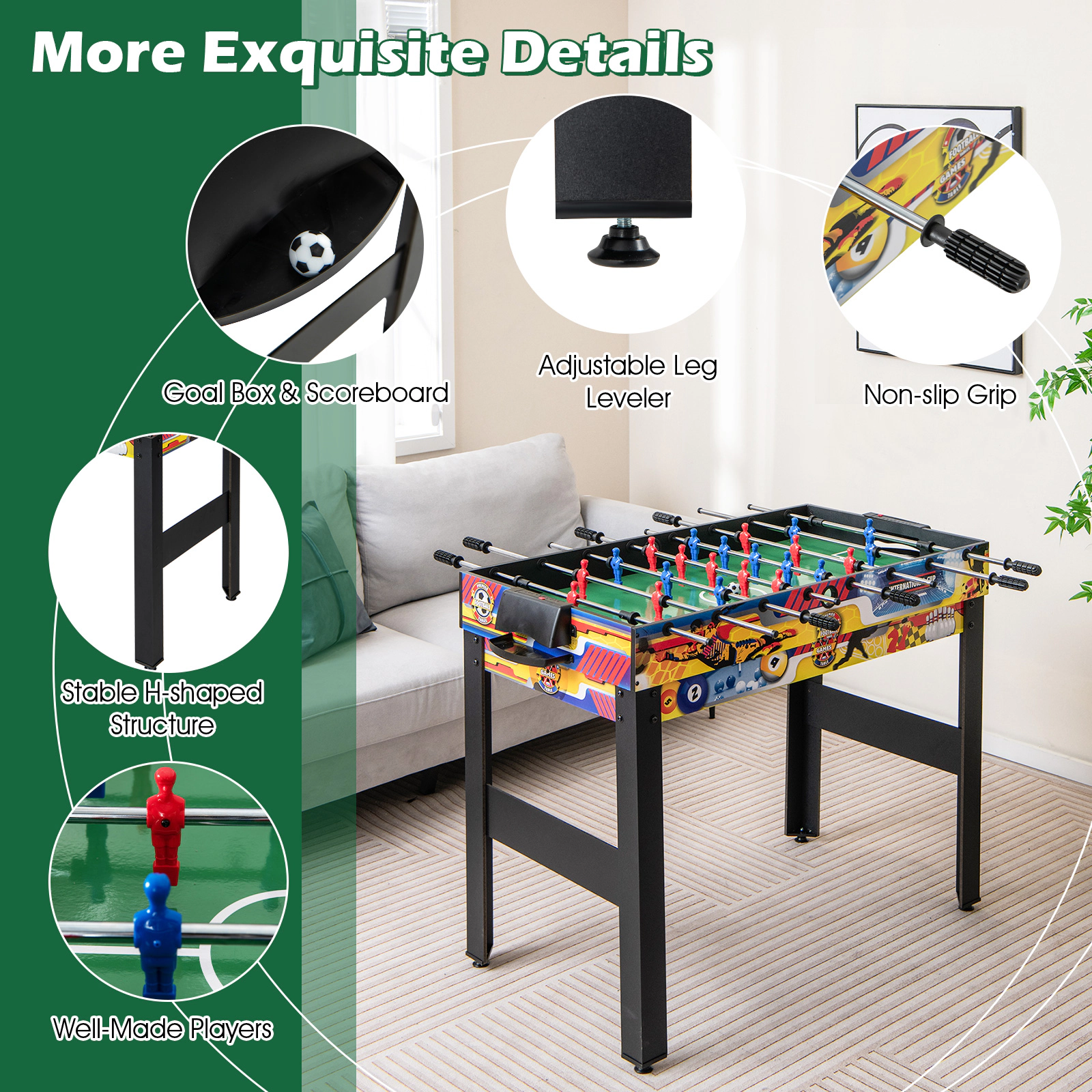 SUGIFT 12-in-1 Combo Game Table Set with Foosball Air Hockey Pool Chess Ping Pong Scoreboard and Cue Sticks