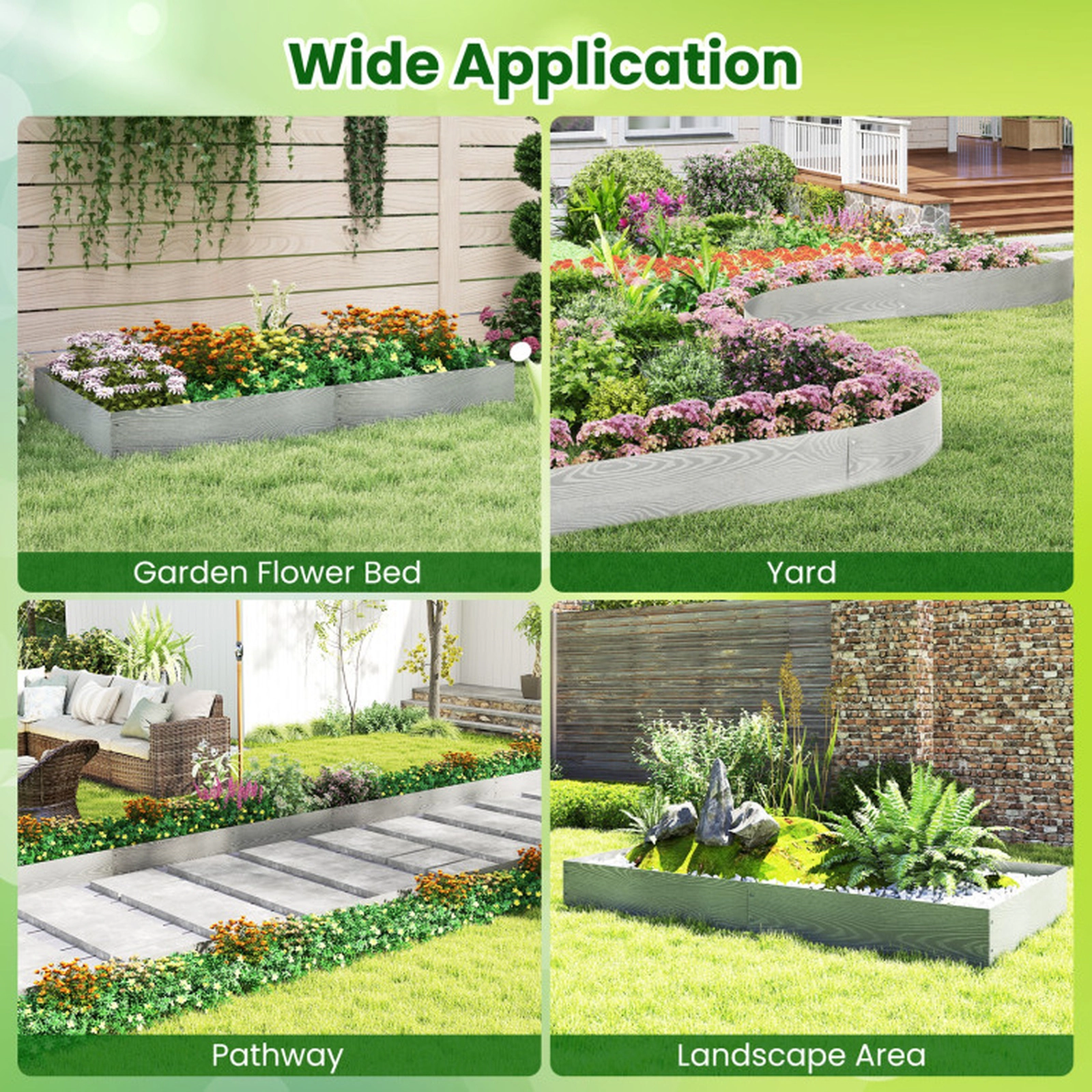 SUGIFT 6-Pack 20-ft 8-in Tall Galvanized Metal Landscape Edging with Interlocking Bendable Border Panels