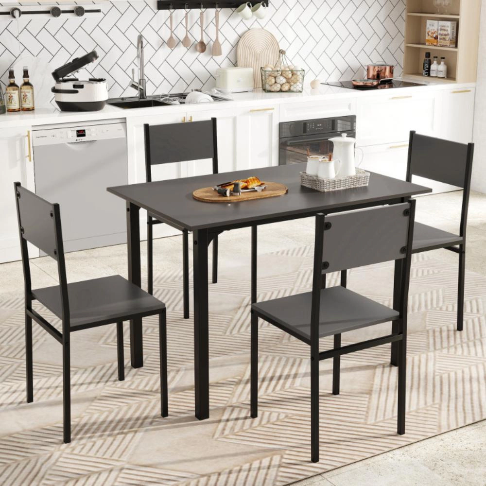 Hivvago 5 Piece Dining Table Set Industrial Style Kitchen And Chairs For 4