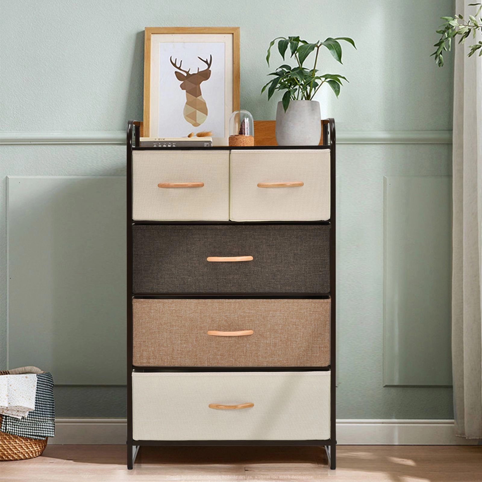 SlickBlue 4-Tier Storage Organizer Tower with Fabric Drawers