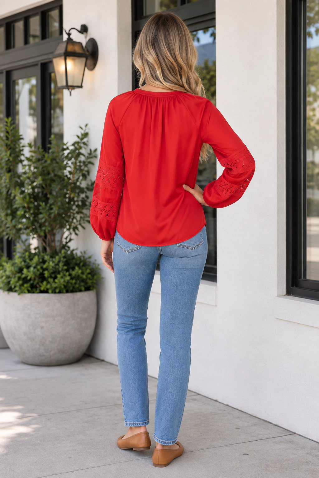 Threaded Pear Women's Carol Sleeve Front Shirt Long Top