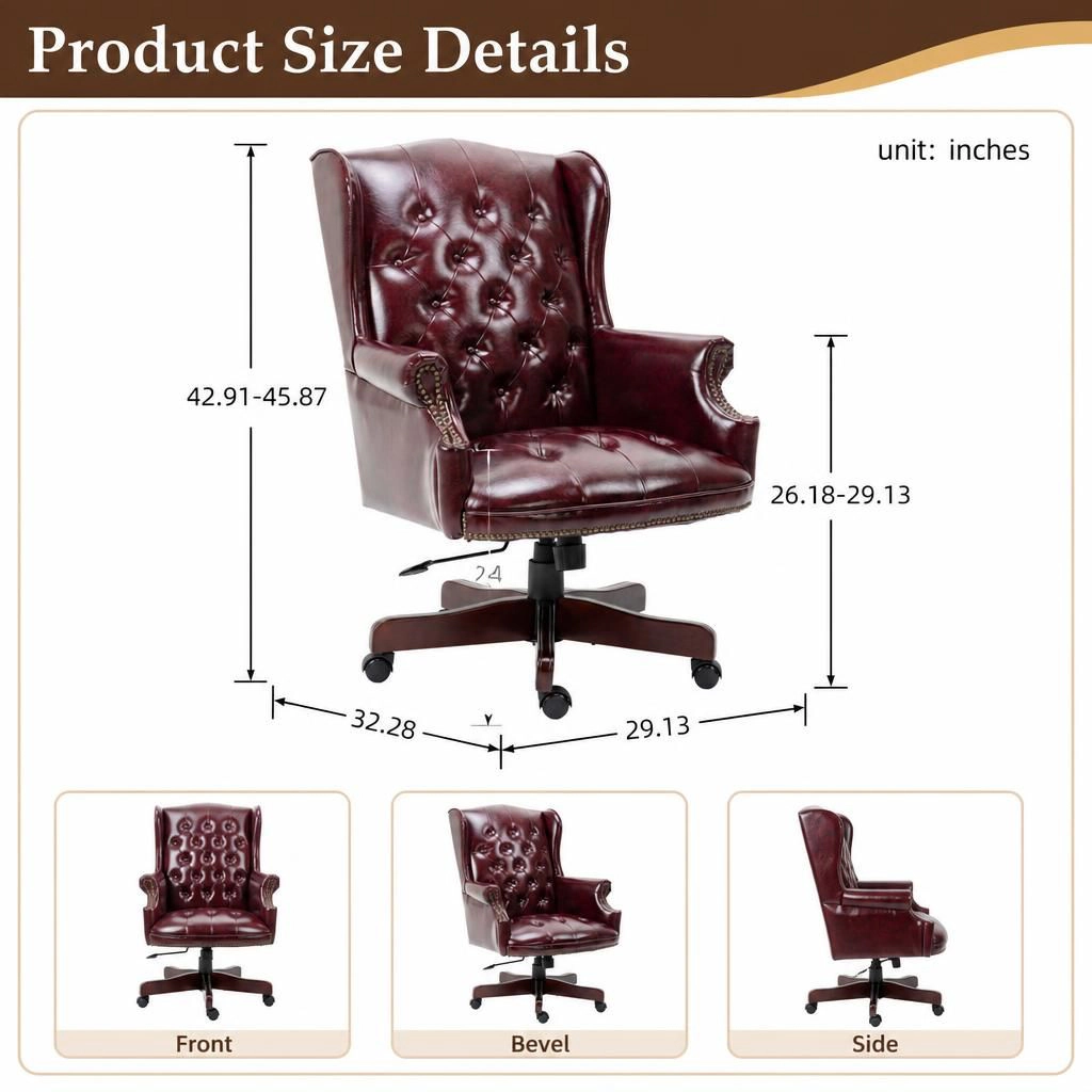 GOODSILO Ergonomic Adjustable PU Upholstered Office Chair