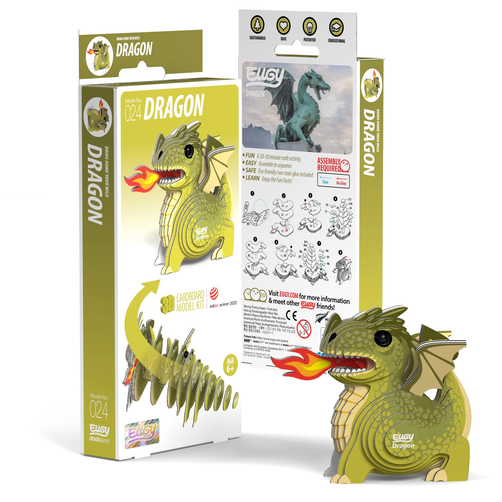 EUGY Dragon 3D Puzzle - contains 26 puzzle pieces