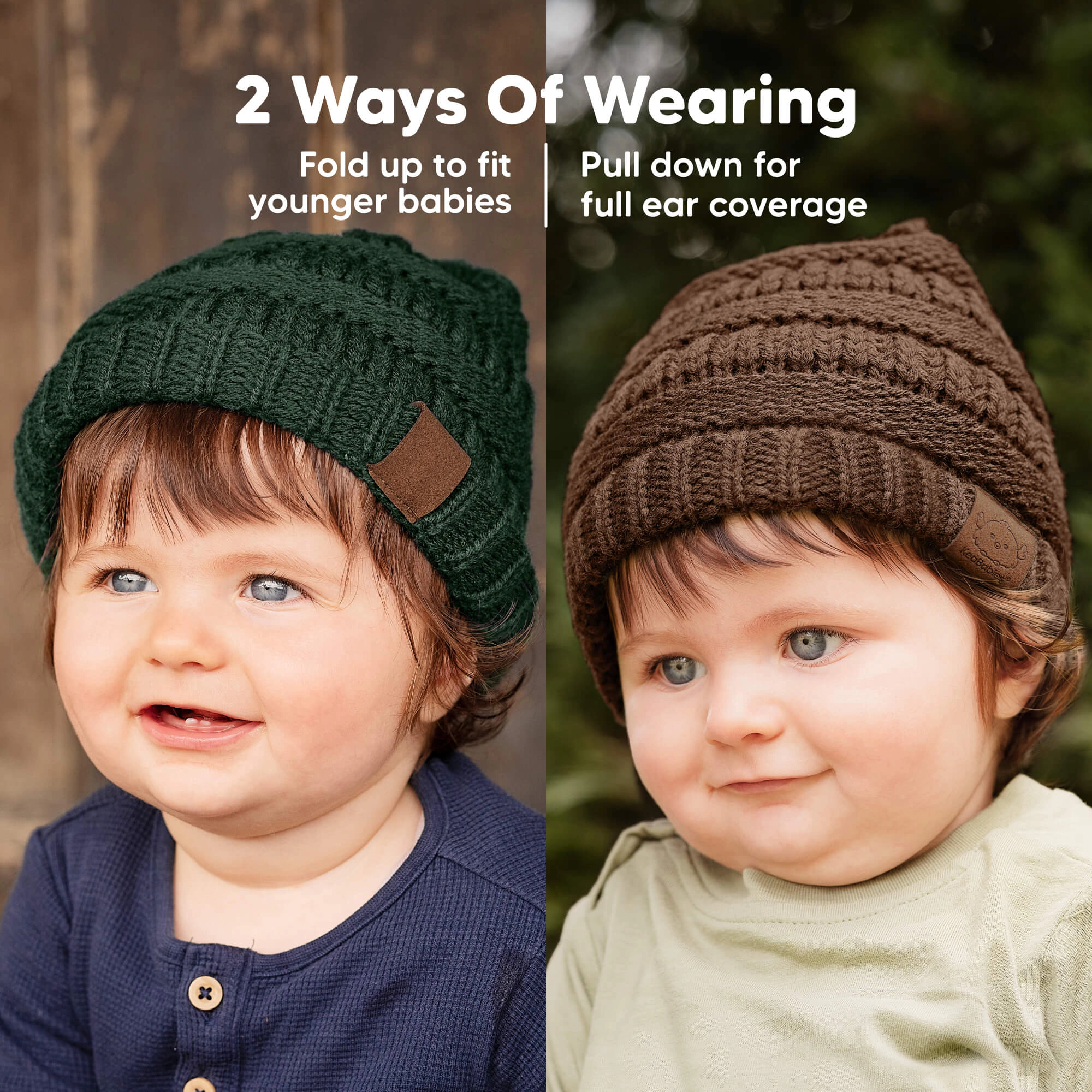 KeaBabies 3-Pack Warmzy Baby Beanies