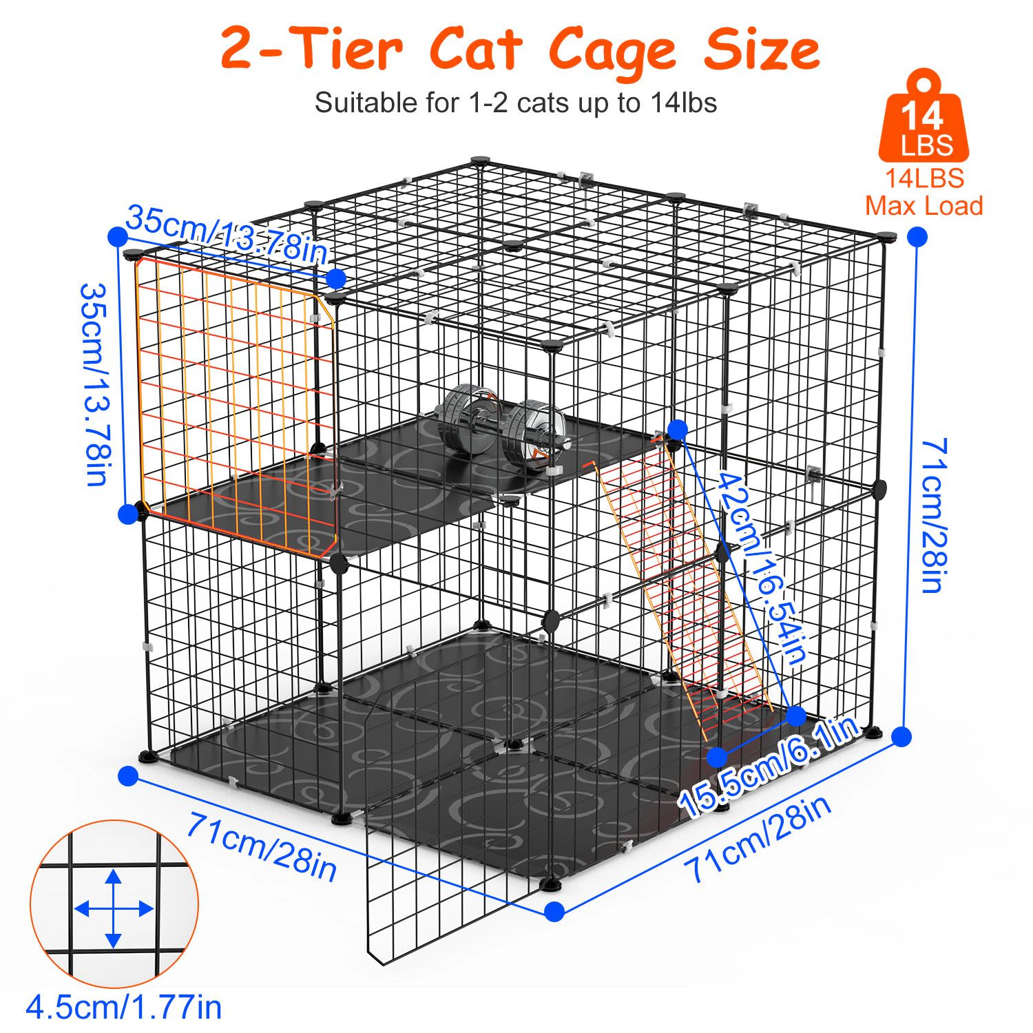 GBruno 2-Tier Cat Cage Playpen With Climbing Ladder