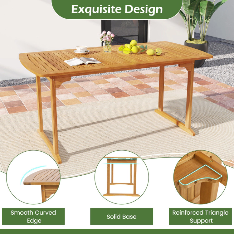 Hivvago 6 Pieces Outdoor Acacia Wood Dining Set With Umbrella Hole