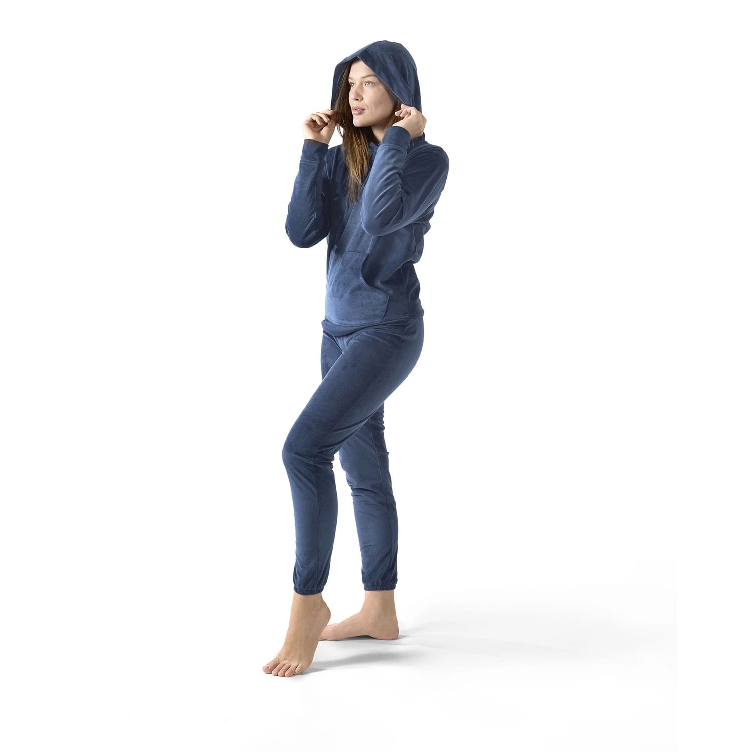 MeMoi Women's 2 Piece Plush Ribbed Velour Hooded Sweatshirt Set