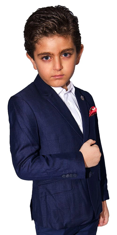 Elie Balleh Boys Slim Fit Windowpane Jacket