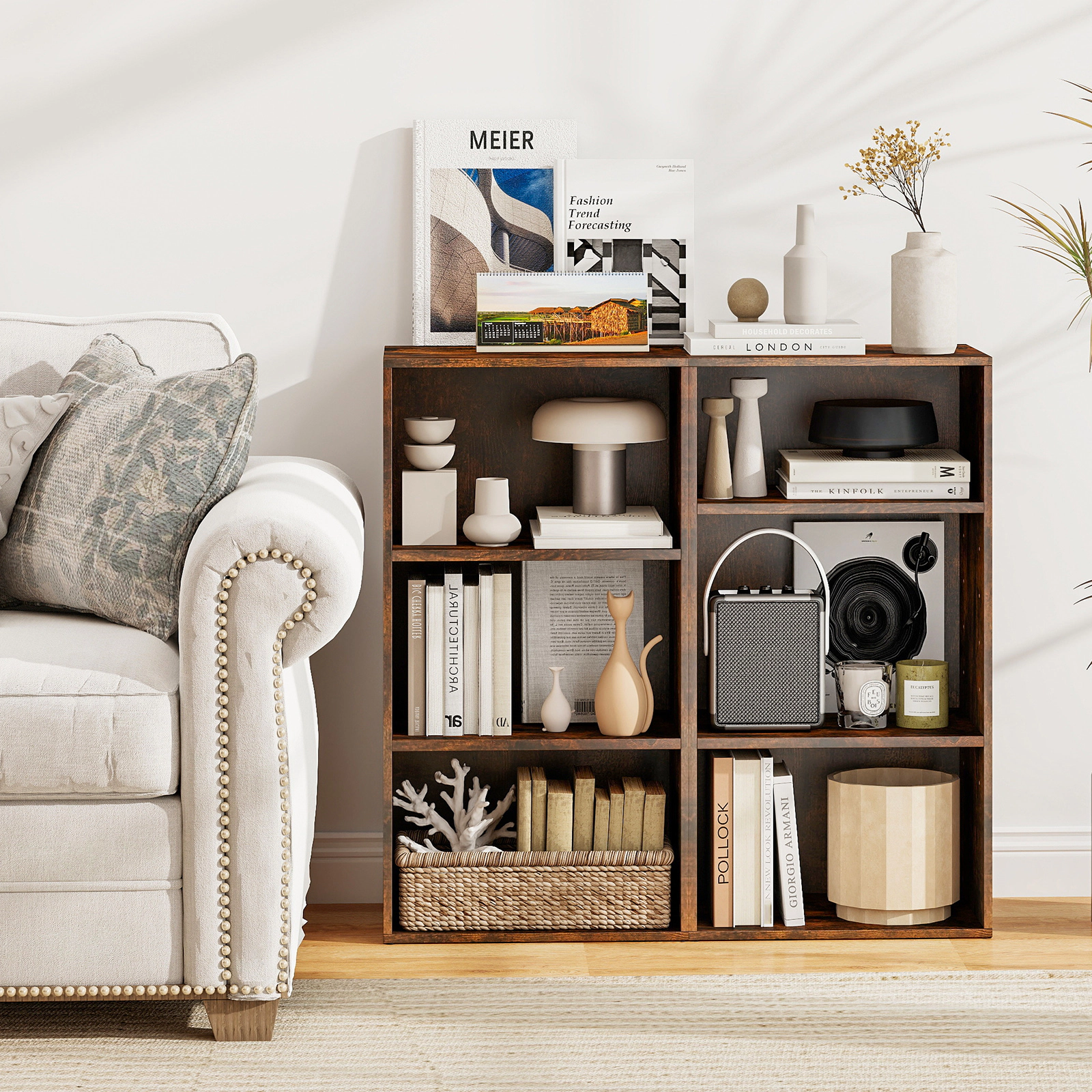 SUGIFT Set of 2 3-Tier Cube Bookcases with Adjustable Shelves