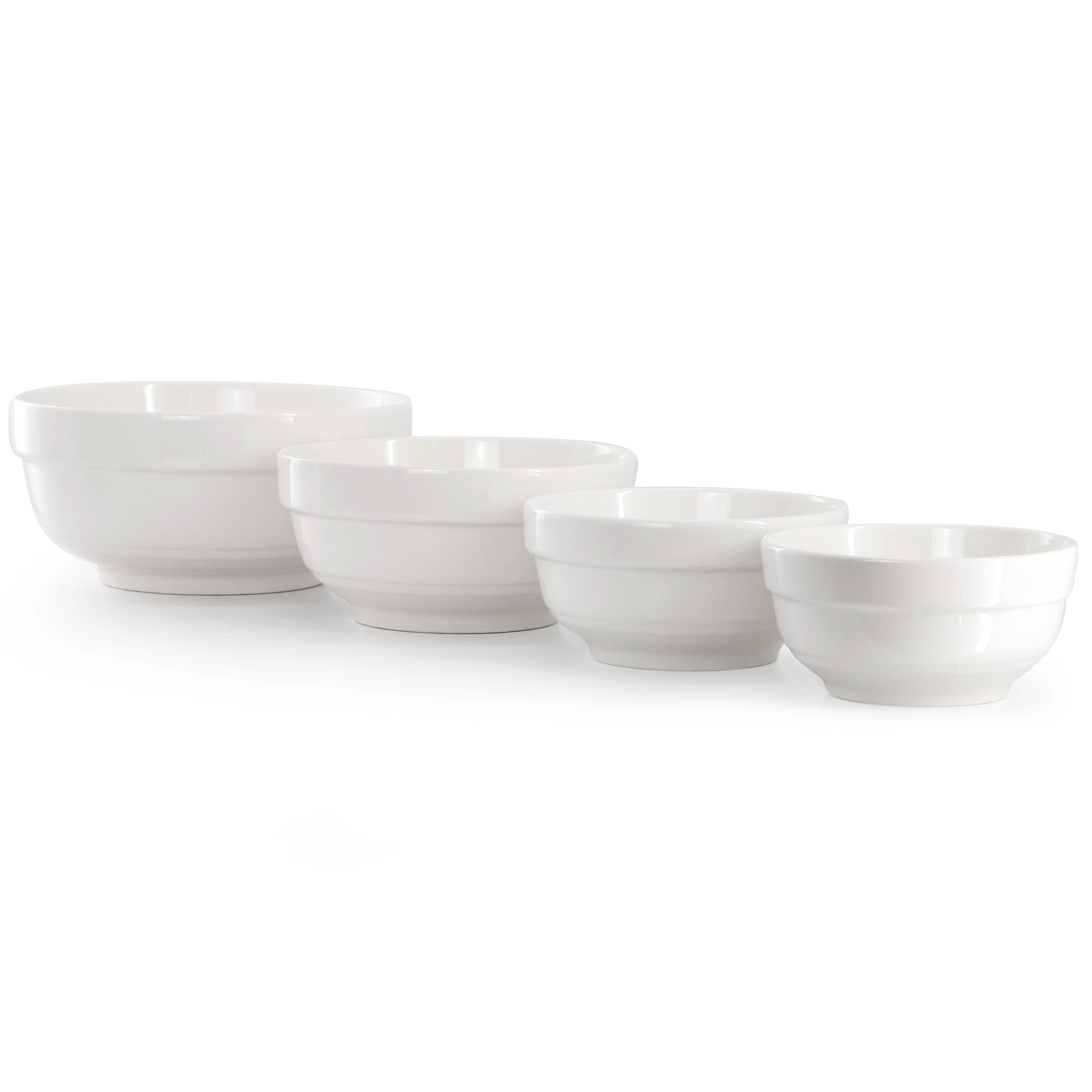 Gibson Home Great Essentials 4 Piece Fine Ceramic Serving Bowl Set in White