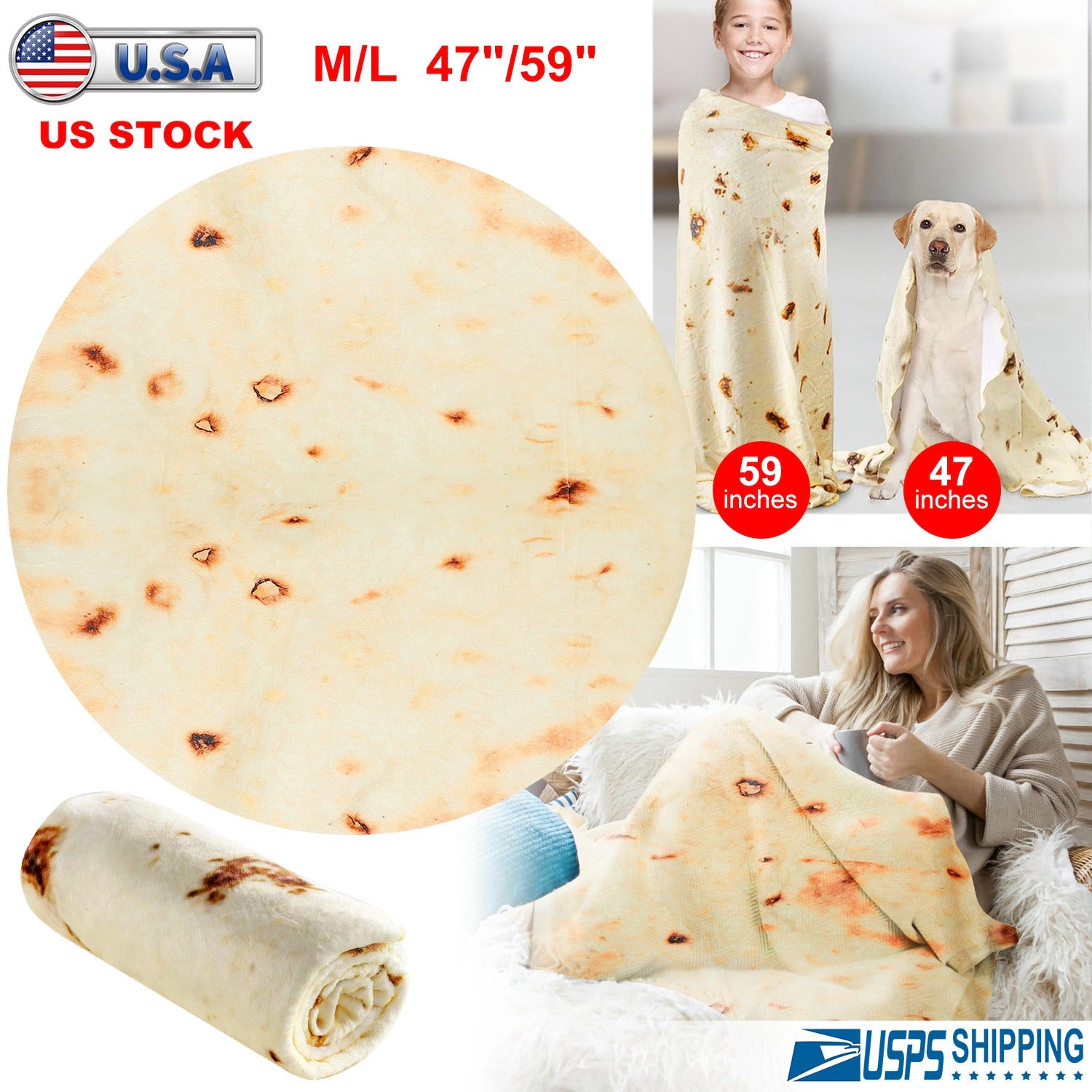 GBruno Soft Flannel Burrito Tortilla Throw Blanket