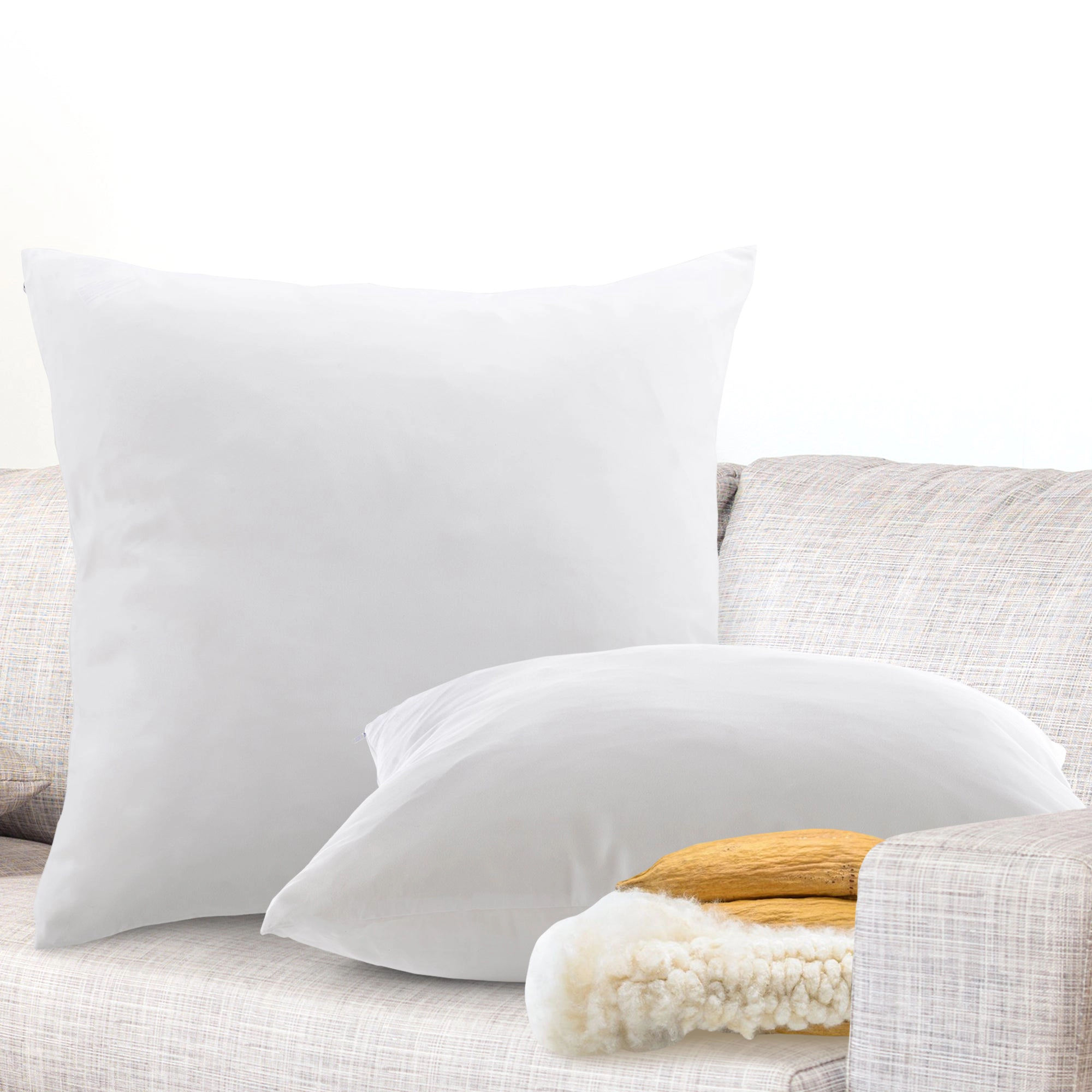 Cheer Collection Organic Kapok Filled Square Throw Pillow White 2 Pack
