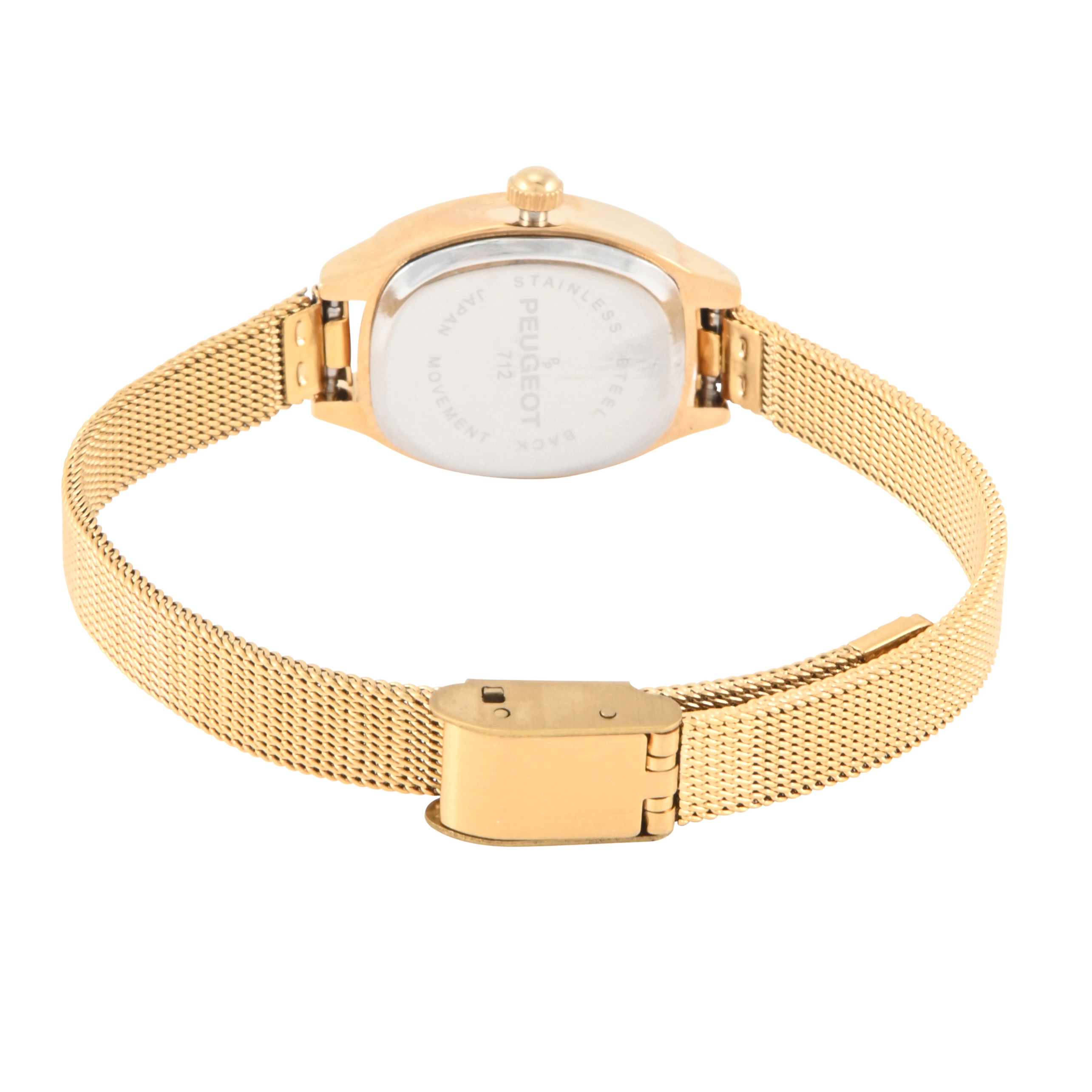 Peugeot Women's Black Dial Sun Moon Watch 30x20mm Mesh Bracelet