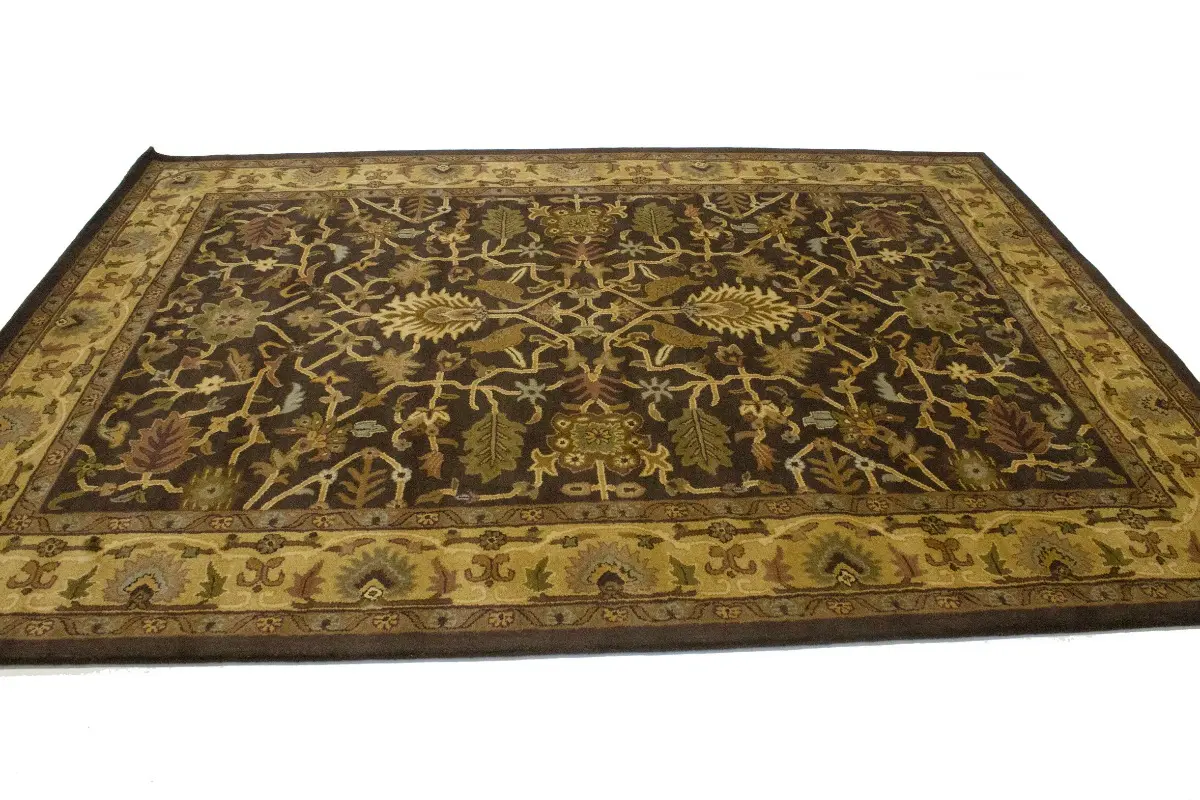 Magic Rugs 8'1 X 11'0 Dark Brown Hand-Tufted Floral Modern Wool Rug