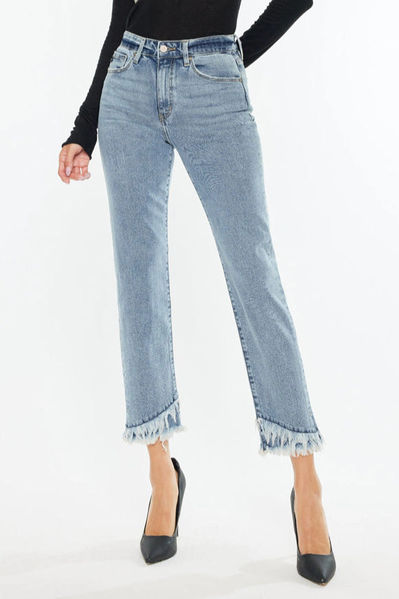 KanCan Women's Essentials High Rise Straight Fit Leg Jeans Clover