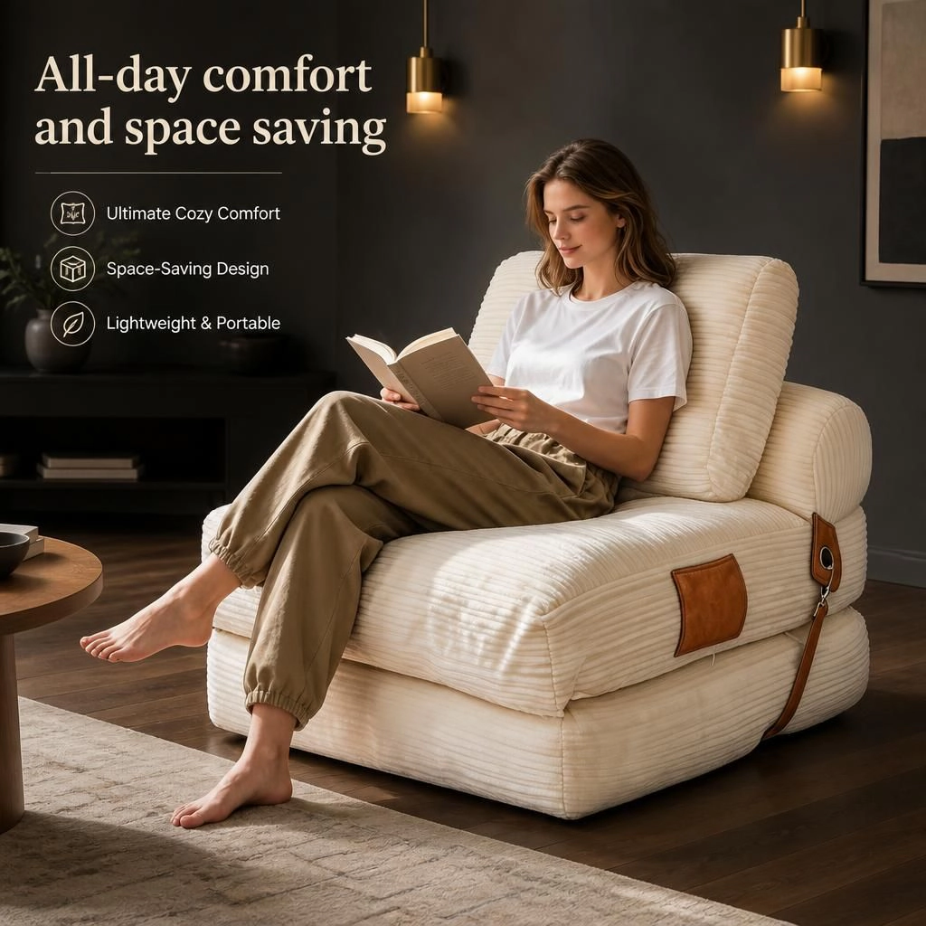 GOODSILO Soft Corduroy Lazy Bean Bag Chair Comfortable Plush Floor Lounge Seat