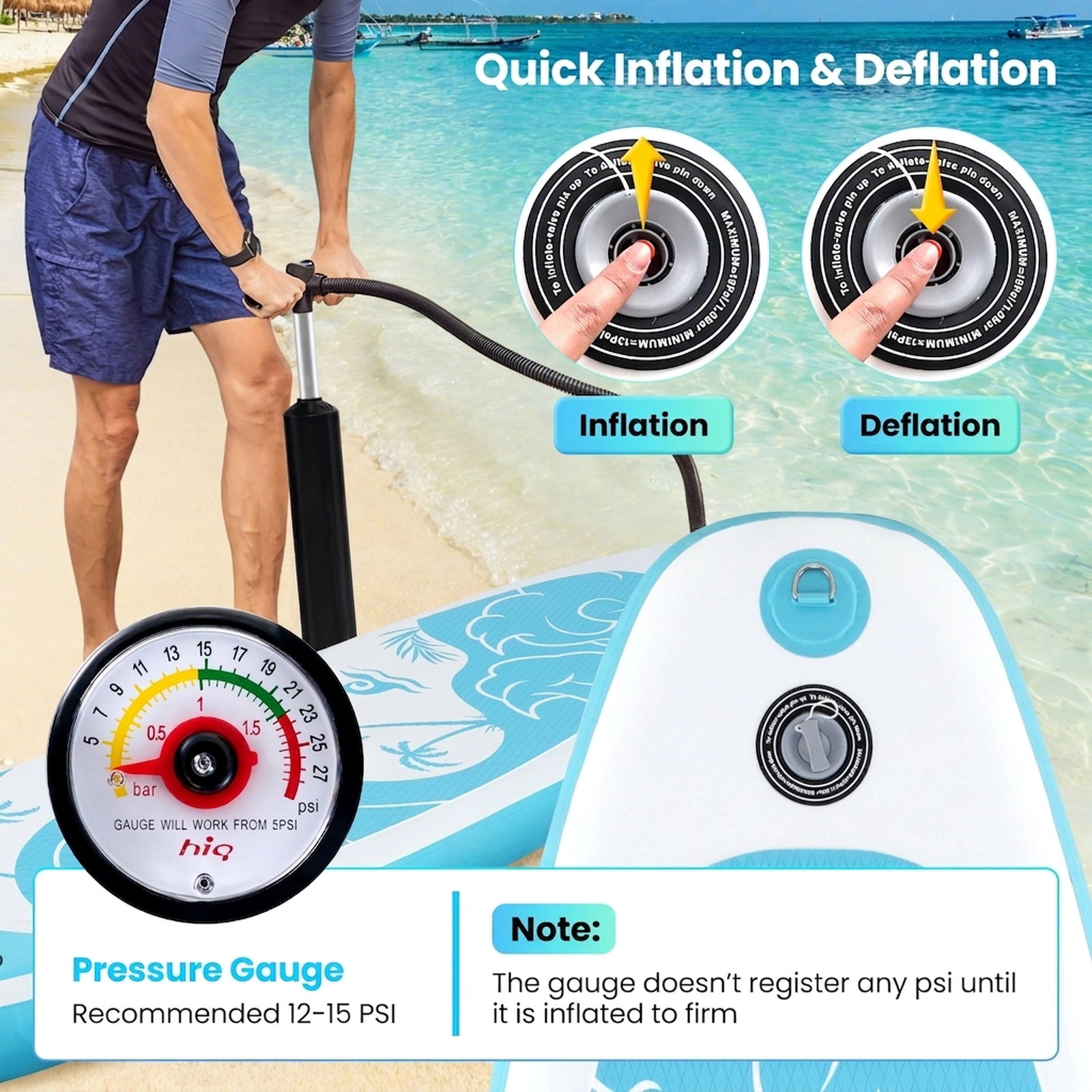 SUGIFT Adult Blue 11-ft Inflatable Paddle Board with Removable Fin and Hand Pump 30-in W 310-lb Rider Capacity