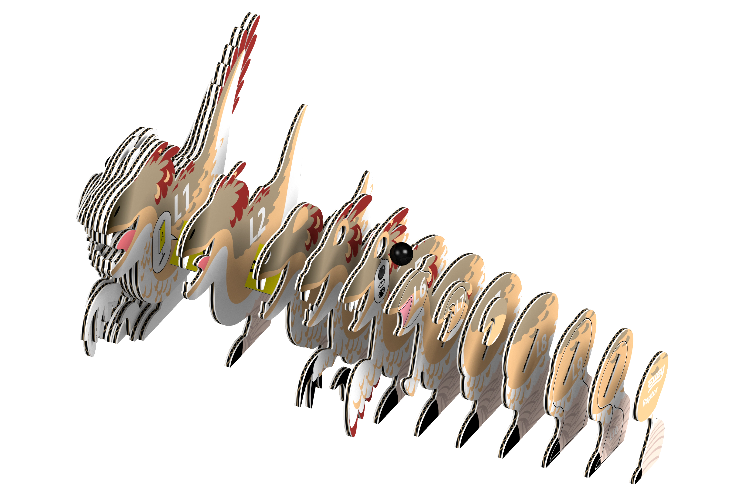 EUGY Raptor 3D Puzzle - contains 25 puzzle pieces