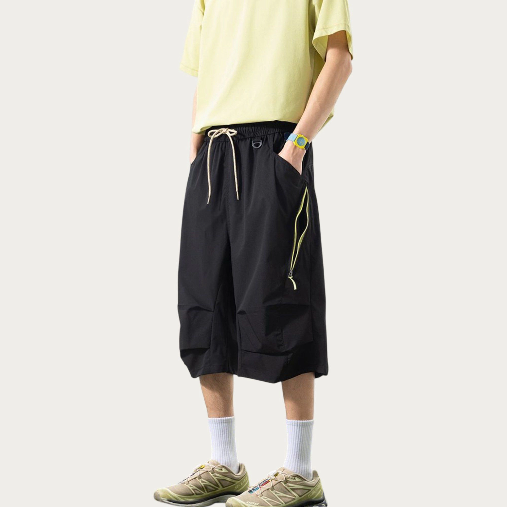 Anna-Kaci Men's Lightweight Cargo Athletic Shorts with Multi-Pocket Design and Relaxed Longline Fit