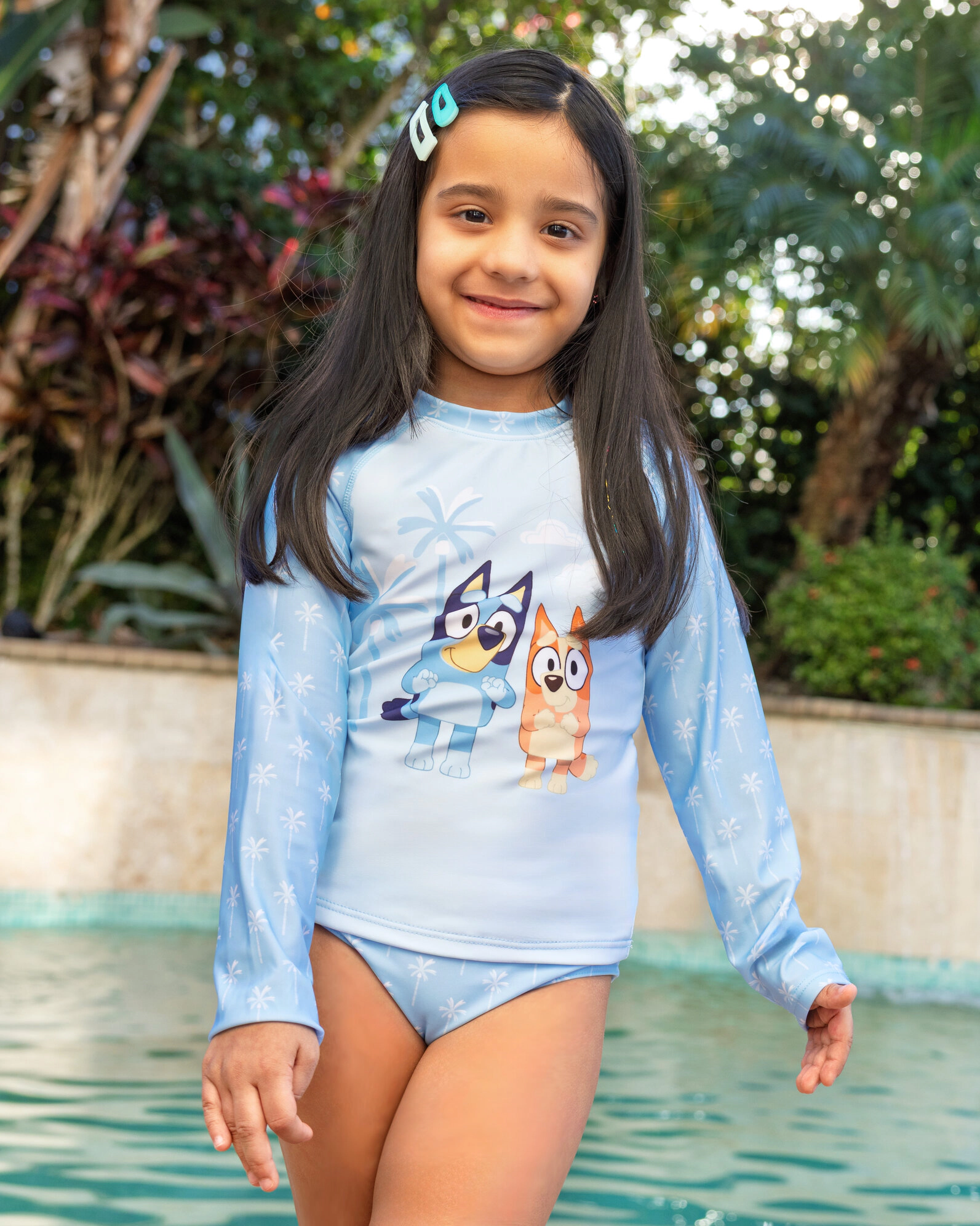 Bluey Girls' Swimwear 2-Piece Rash Guard and Bikini Set